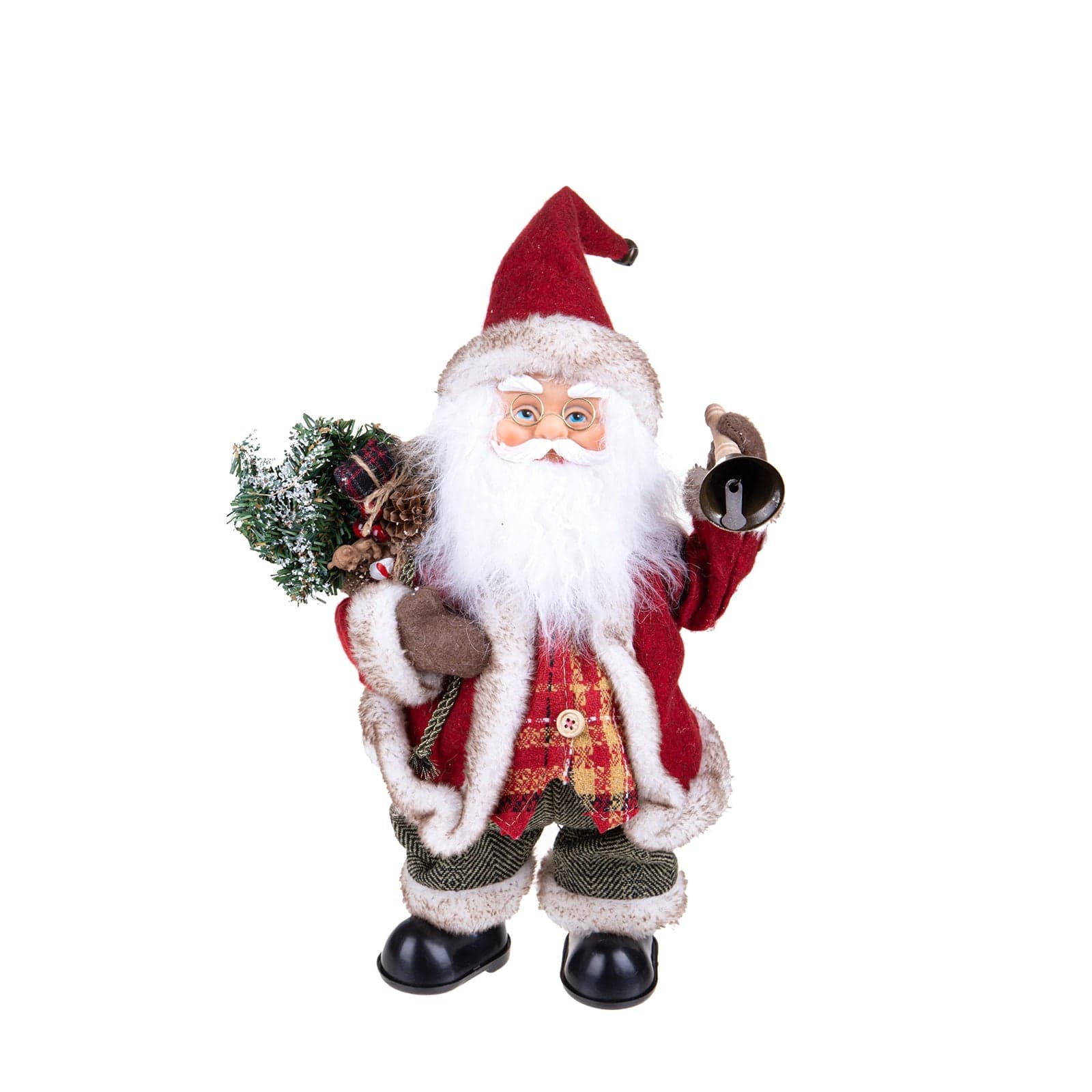 Babbo Natale con campana, movimento con musica, barba folta e bianca da 36 cm - 3