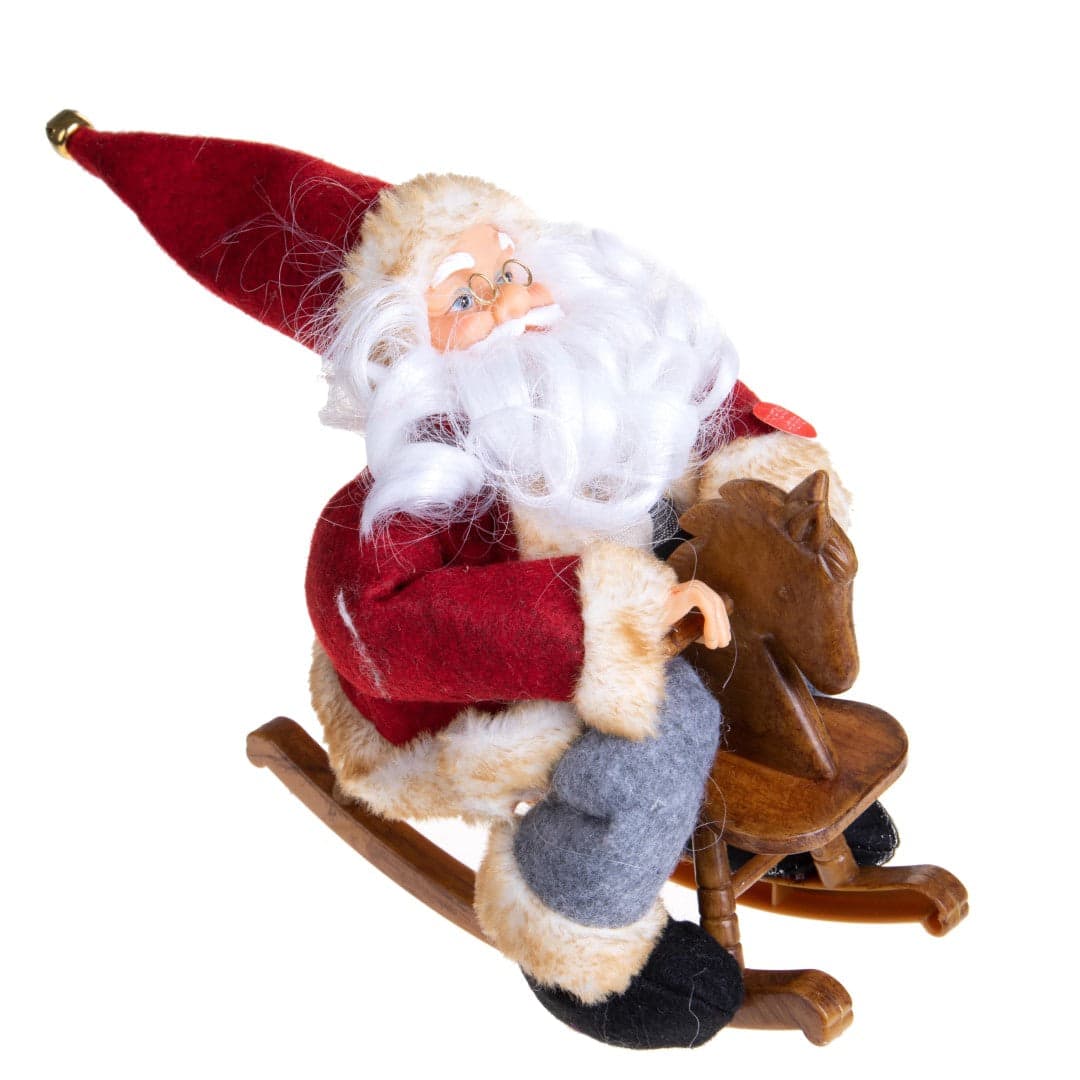 Babbo Natale che balla con musica e cavalluccio in tessuto e plastica da 25 cm - 2