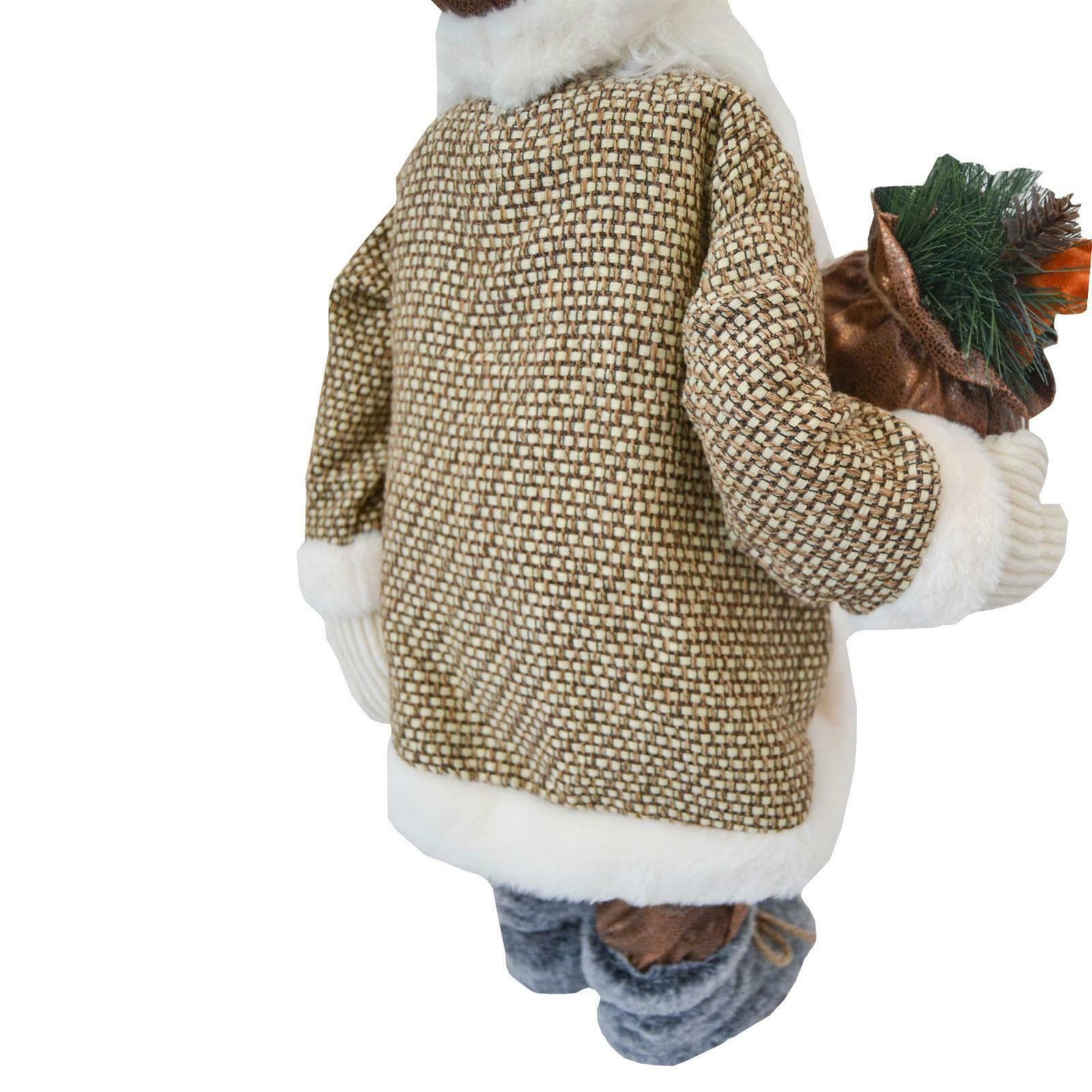 Babbo Natale pupazzo "Country" con vestito in tessuto Beige h 61 cm - 4