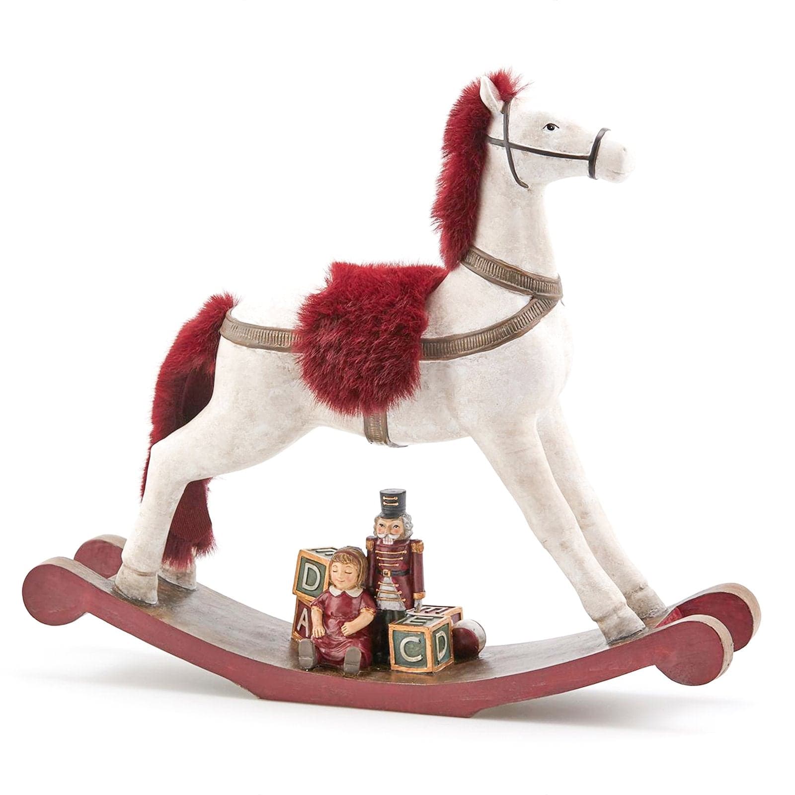 Statuetta Cavallo a dondolo con pelliccia rossa in poliresina h 38 cm Storia Preziosa 2021