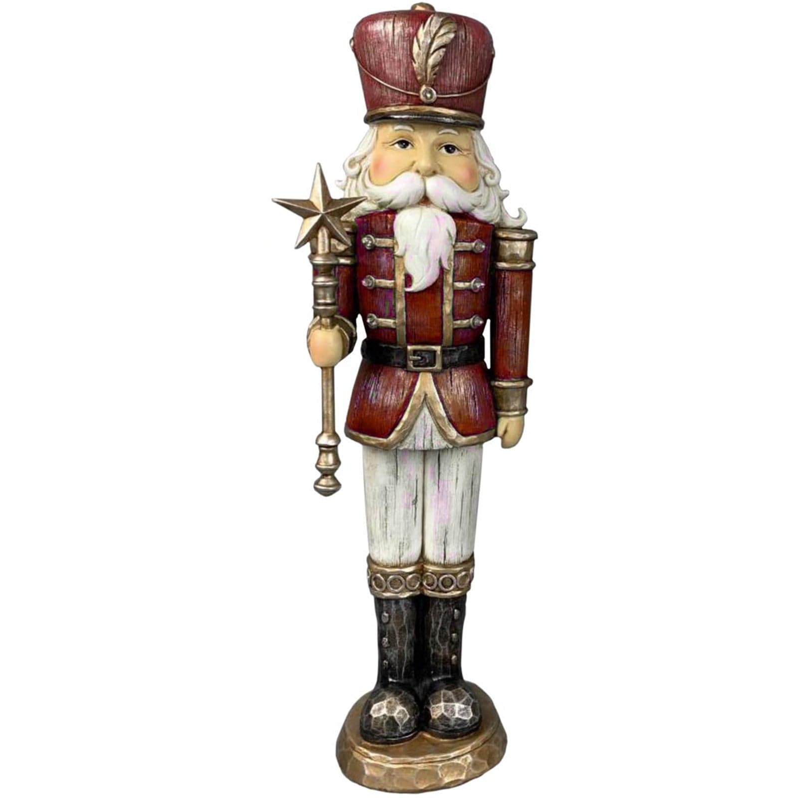 Statuetta decorativa in poliresina Soldatino schiaccianoci natalizio con Led h 47 cm - 2