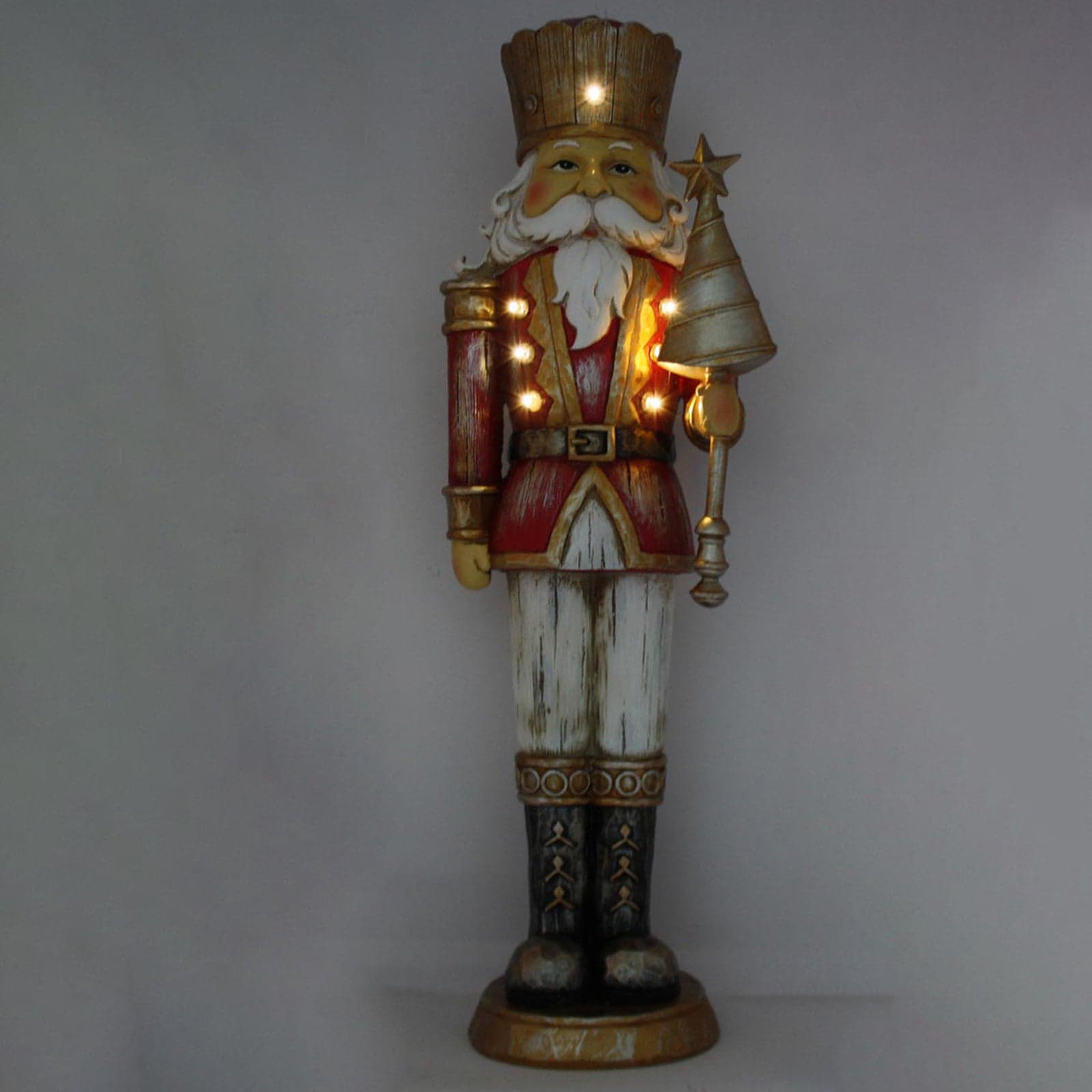 Statuetta decorativa in poliresina Soldatino schiaccianoci natalizio con Led h 47 cm - 3