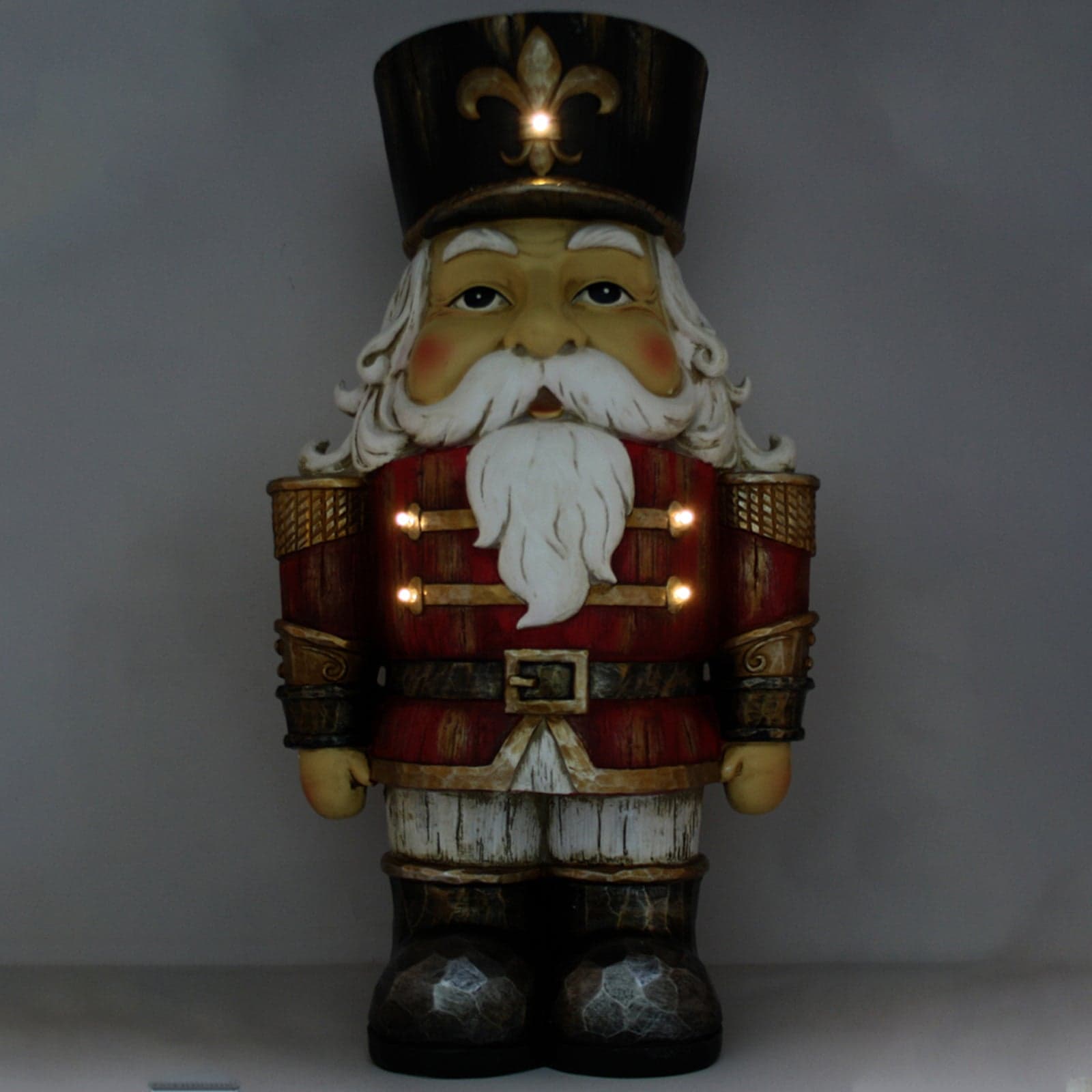 Statuetta decorativa in poliresina Soldatino schiaccianoci con led h 46 cm - 2
