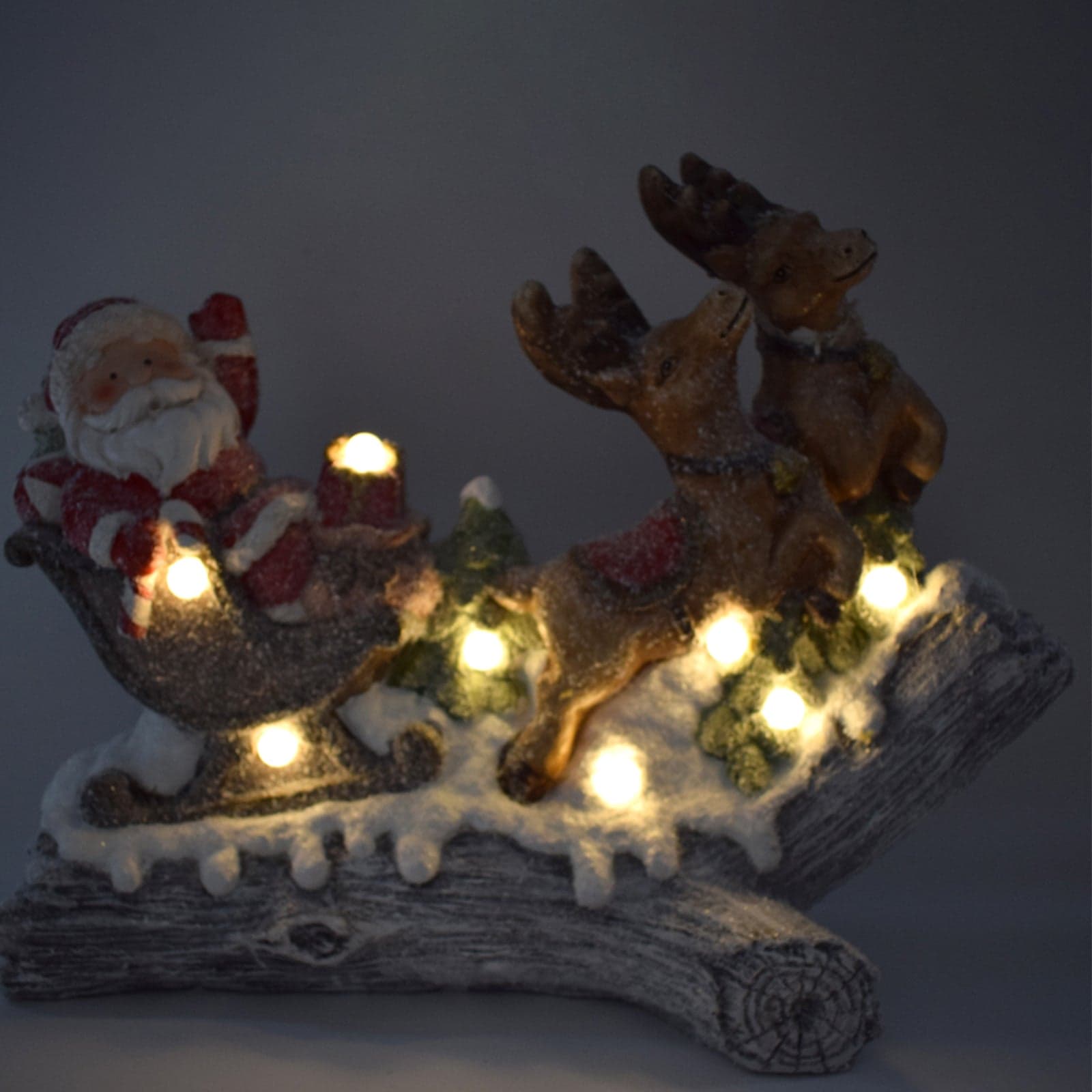 Statua Natalizia Babbo Natale con slitta in poliresina con led h 45 cm - 2