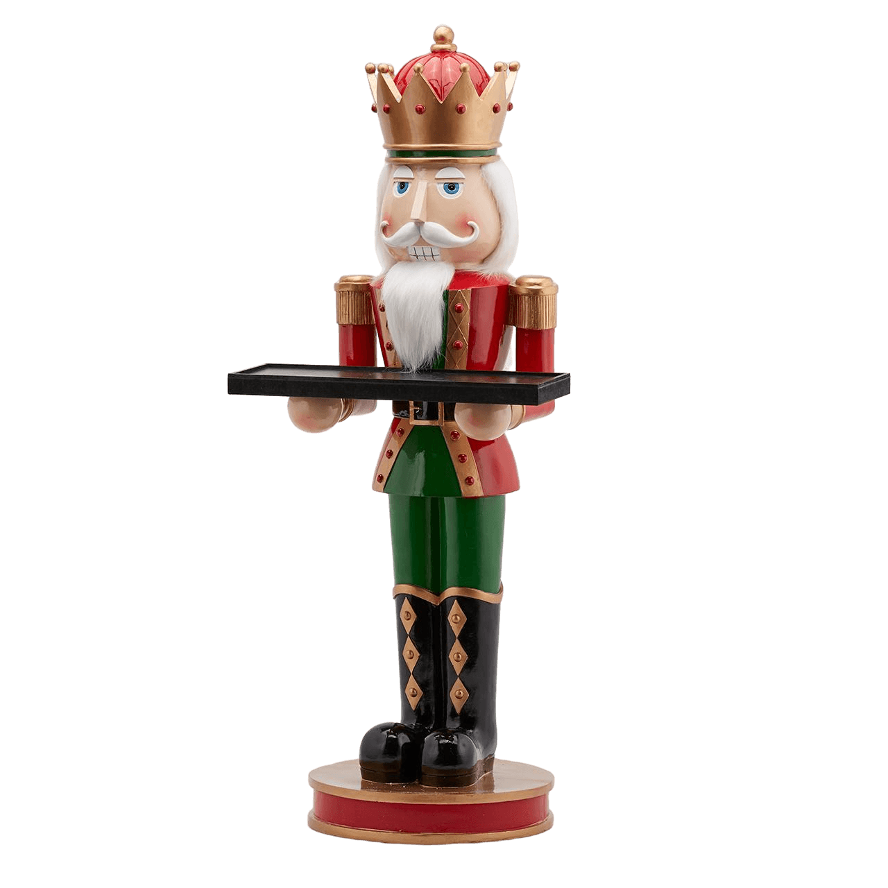 Statuetta decorativa "Soldatino con Vassoio" decorazione Verde e Rosso per Natale h 107 cm - 3