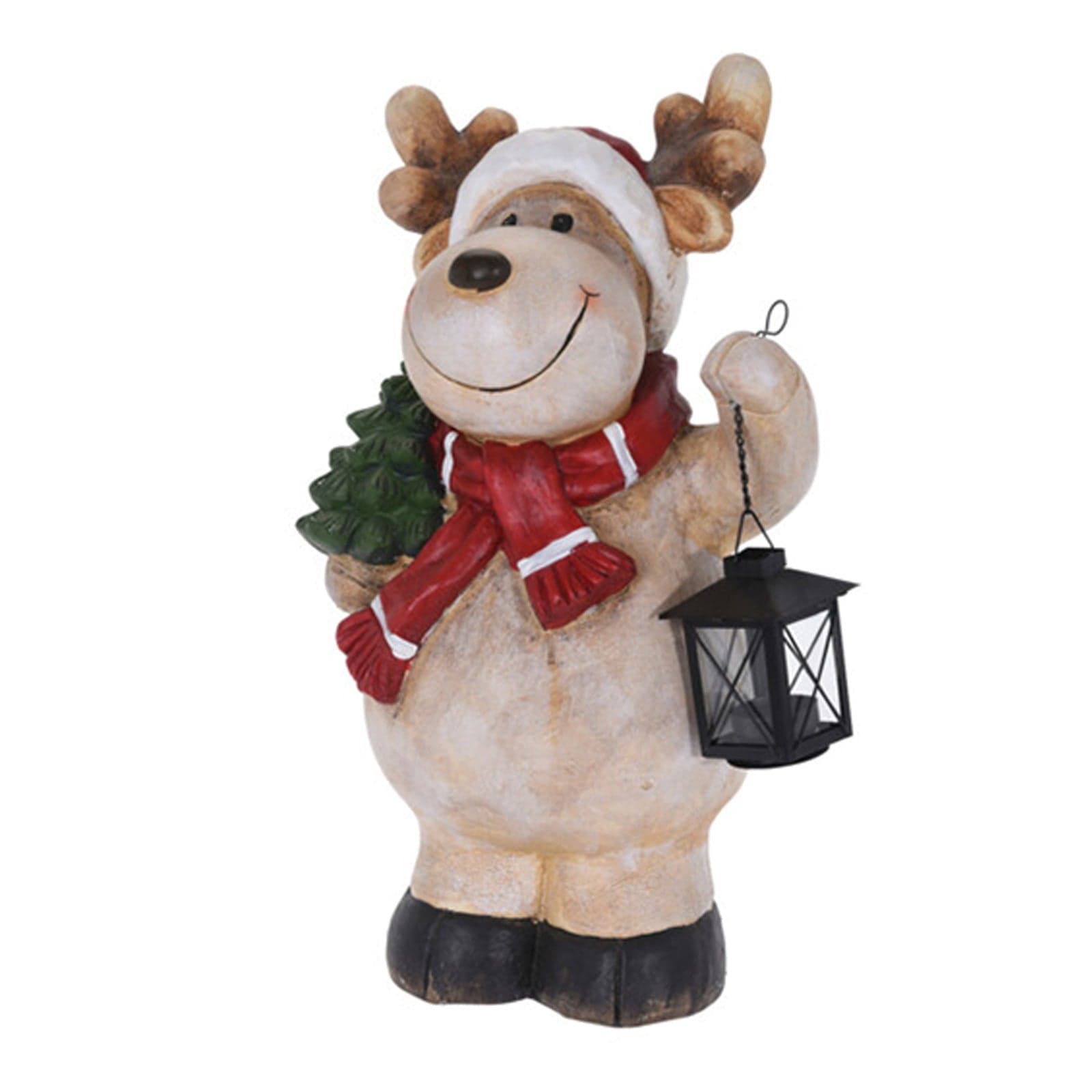 Statua Natalizia Babbo Natale in poliresina decorazione con lanterna h 32 cm - 2