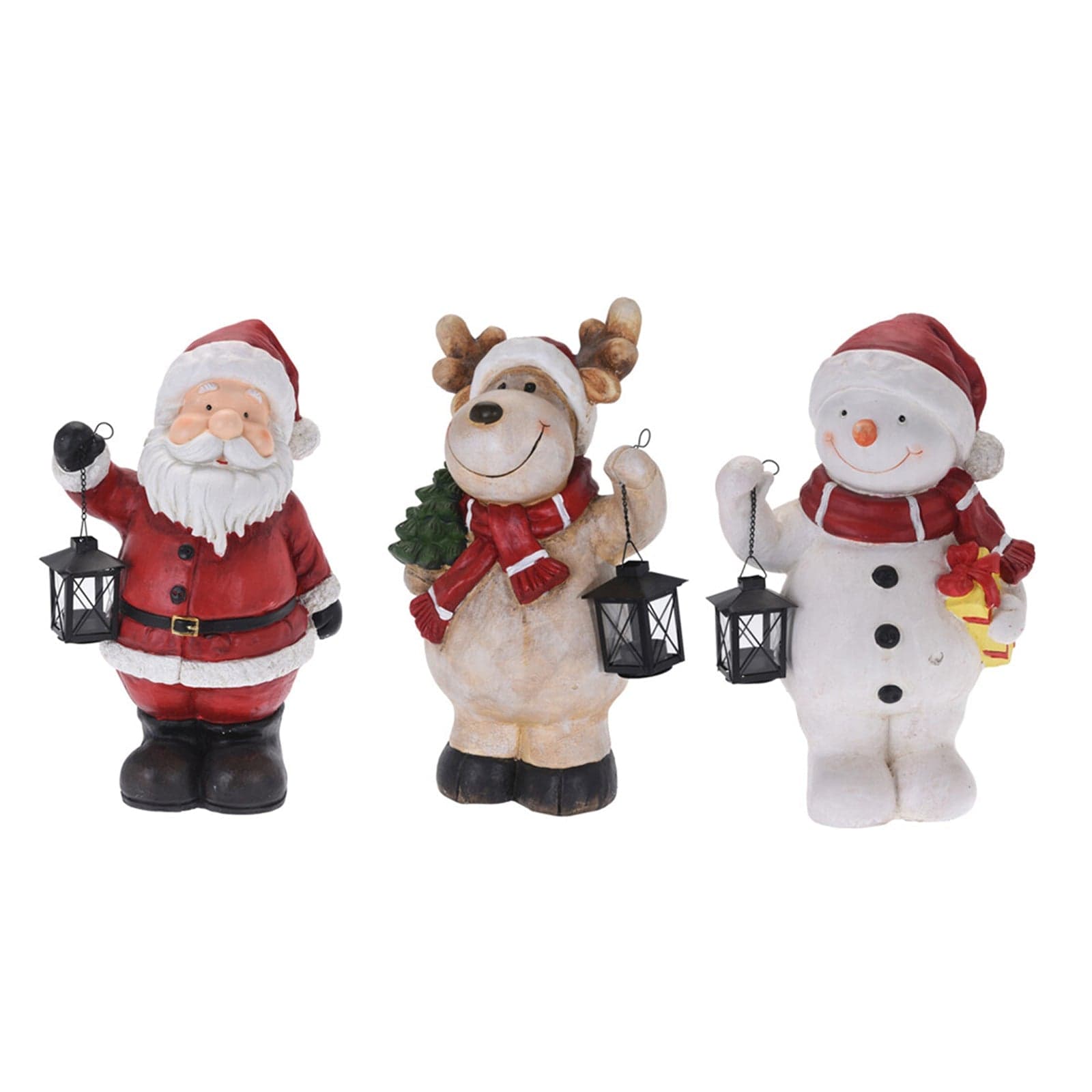 Statua Natalizia Babbo Natale in poliresina decorazione con lanterna h 32 cm - 3