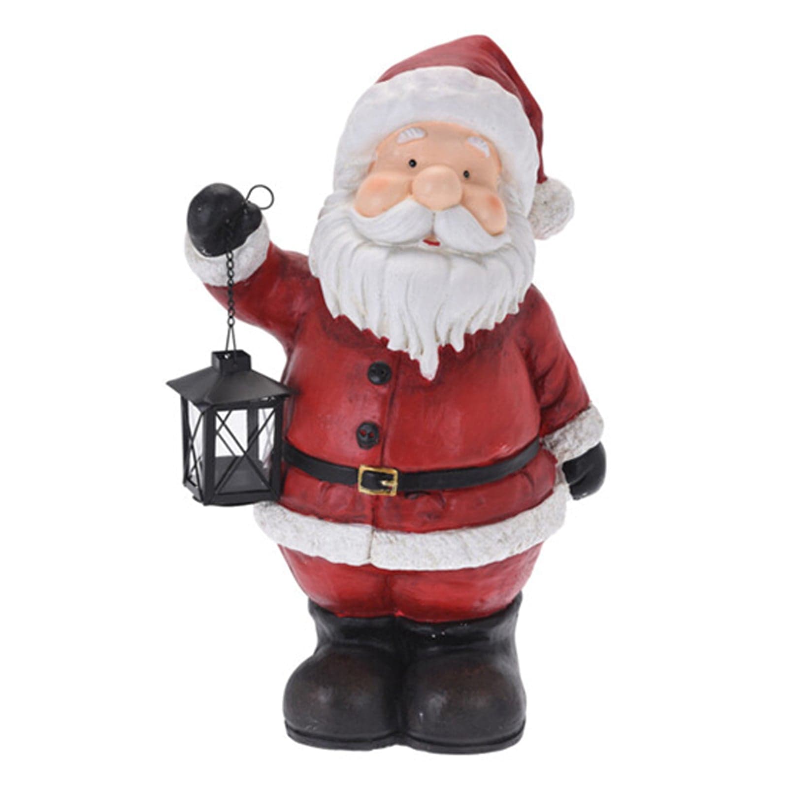 Statua Natalizia Babbo Natale in poliresina decorazione con lanterna h 32 cm - 4