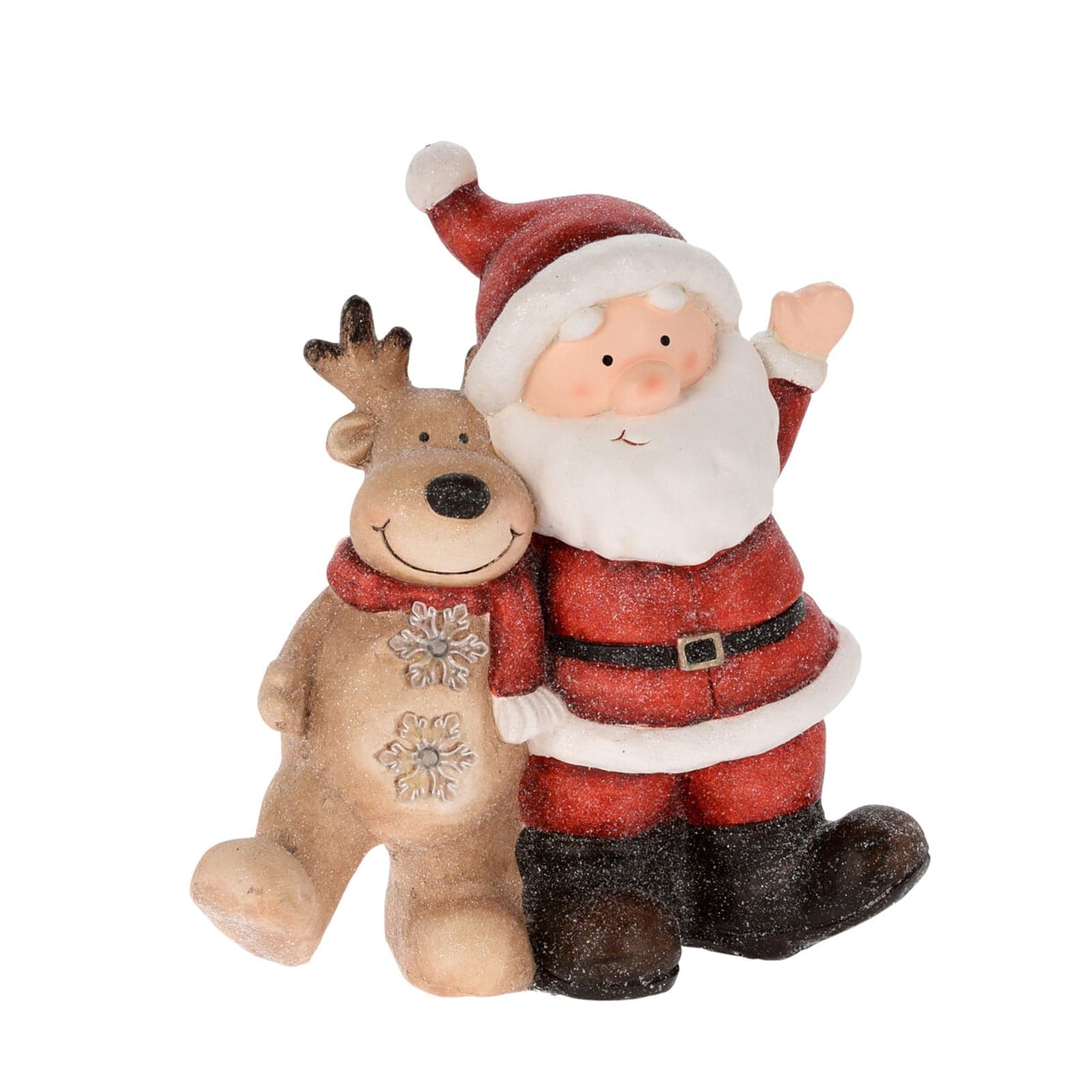 Statua Natalizia Babbo natale con renna in poliresina decorazione con led h 40 cm - 2