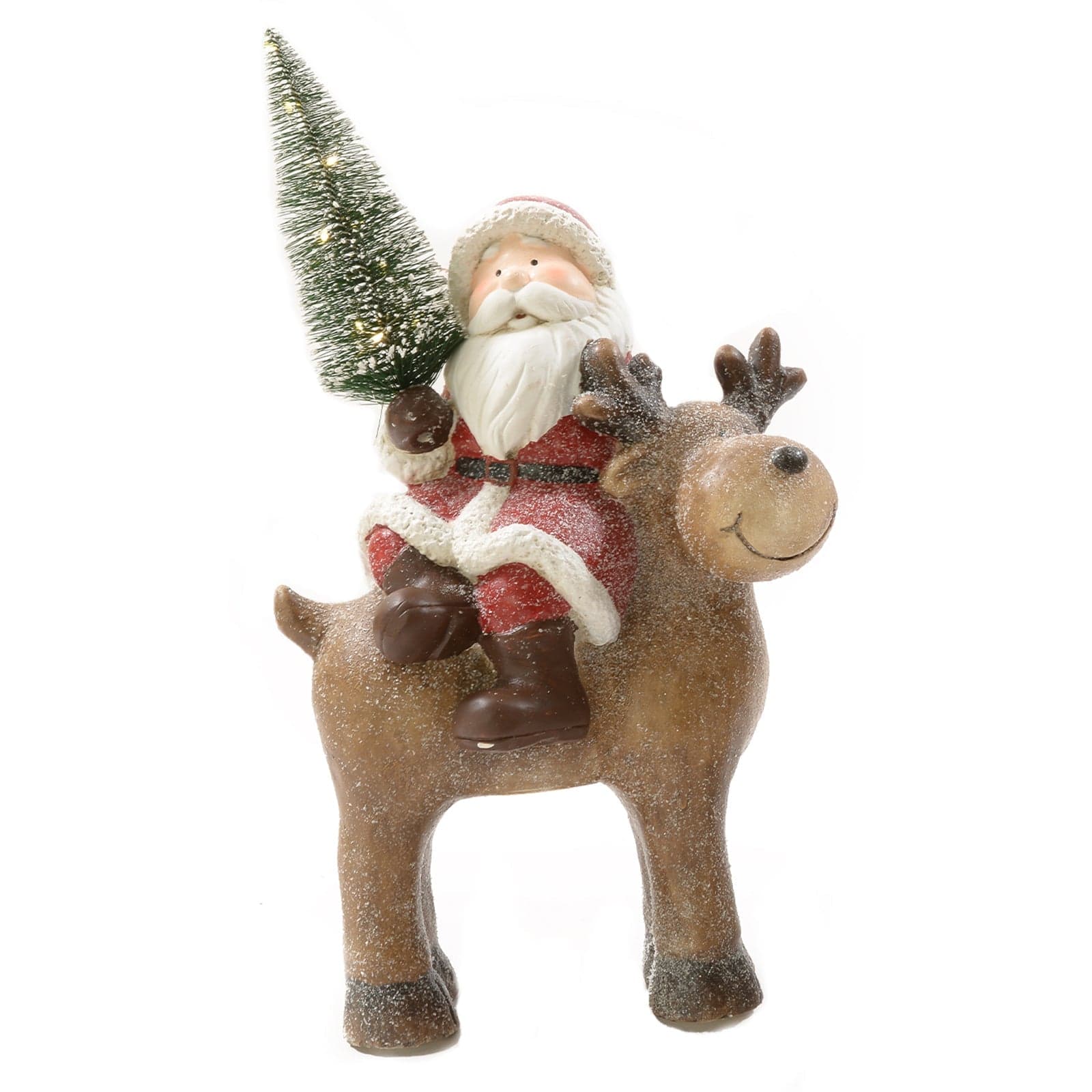 Babbo natale su renna decorazione natalizia con luci da 46 cm - 2