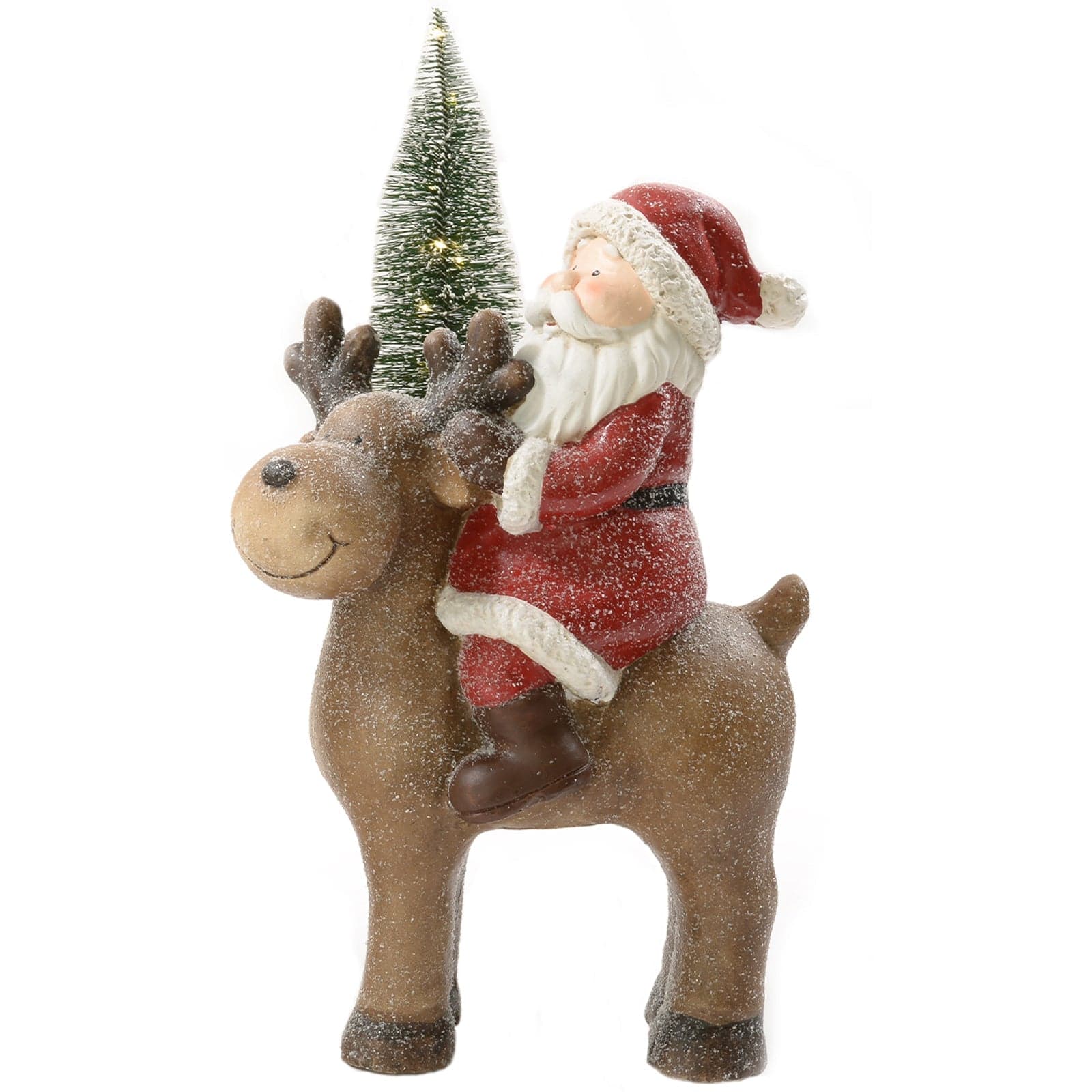 Babbo natale su renna decorazione natalizia con luci da 46 cm - 3