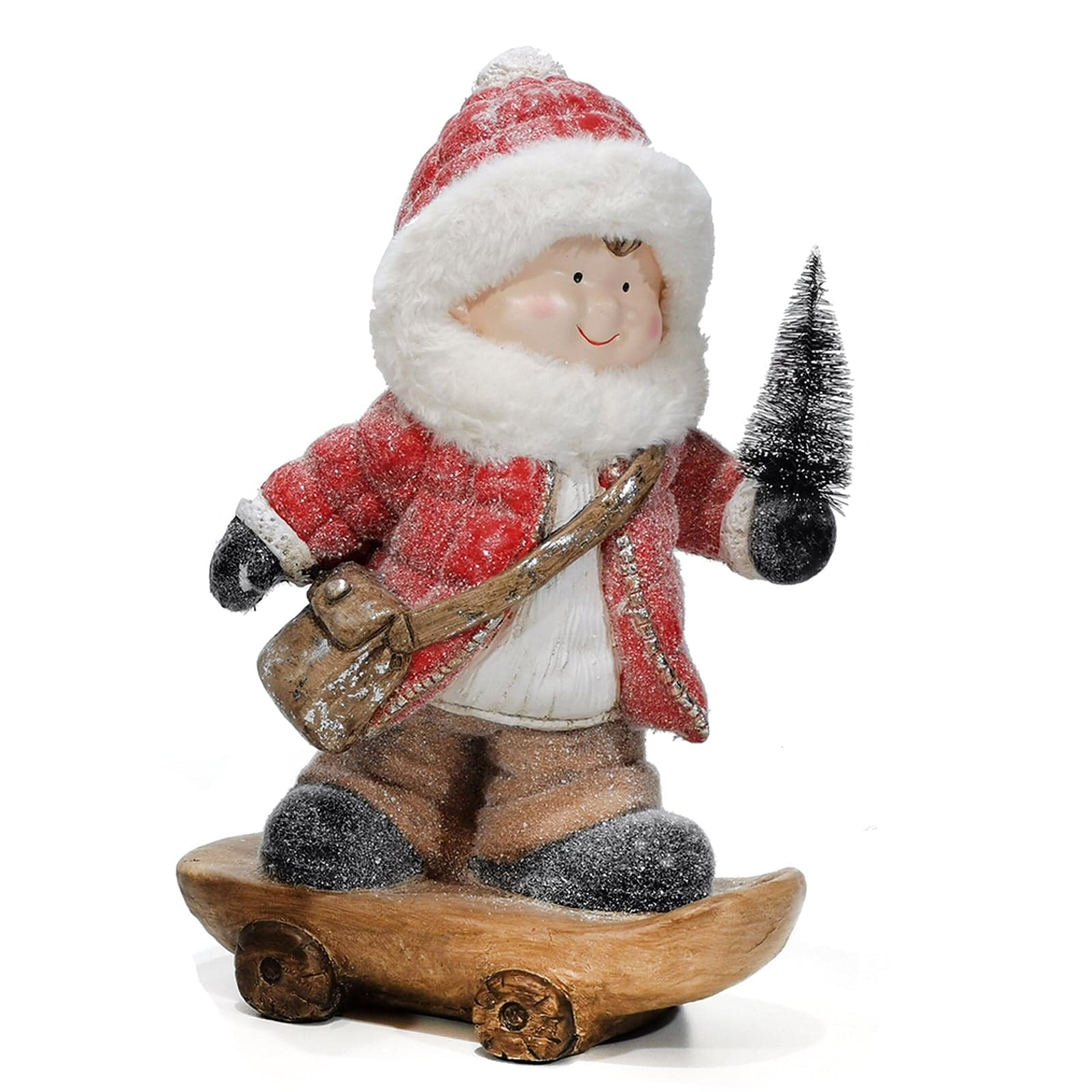 Statuetta decorativa "Bambino con Skateboard e Monopattino" decorazione per Natale h48,5 cm - 3