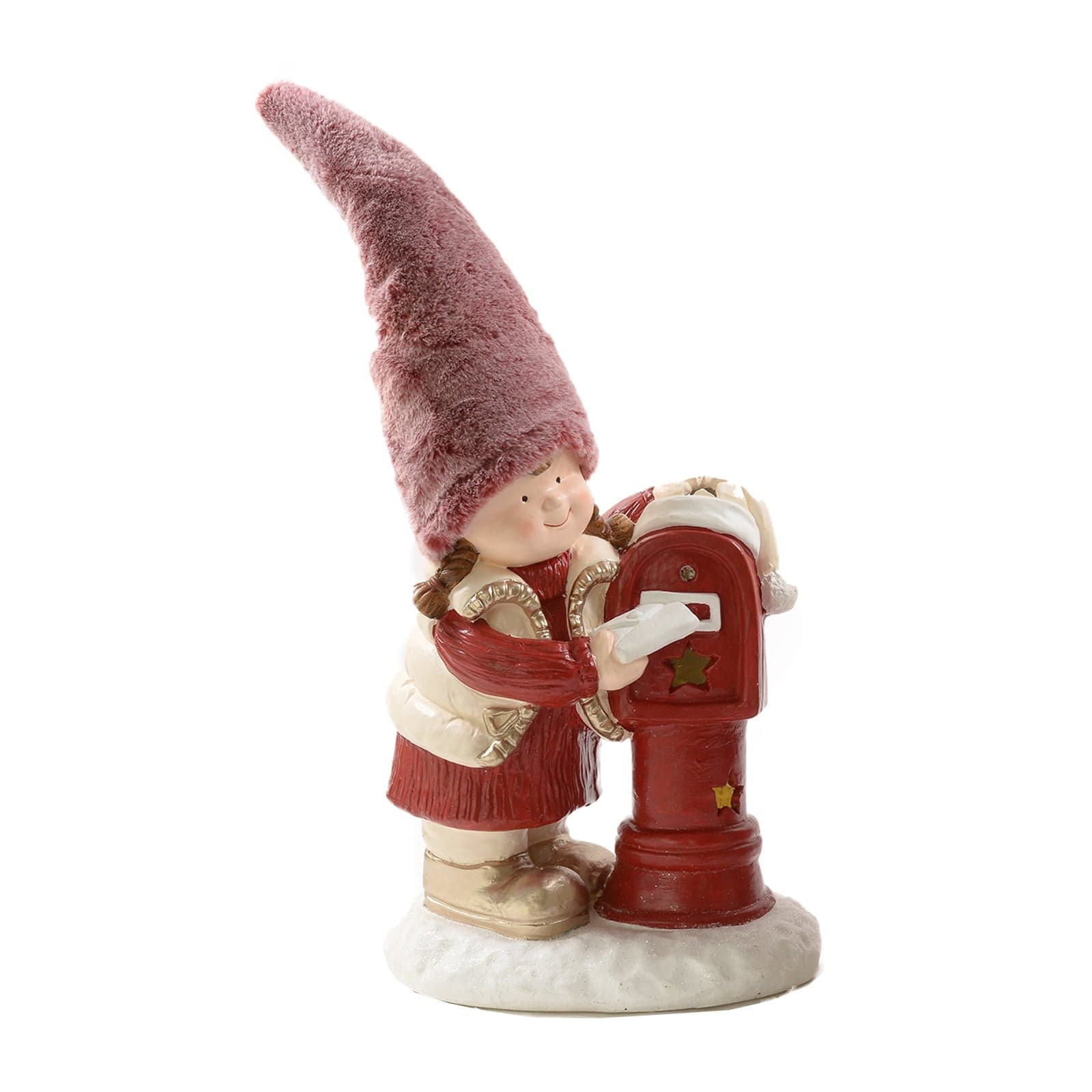 Statuetta decorativa "Livio e Livia" con cassetta postale per Natale ed interno h 69 cm - 2