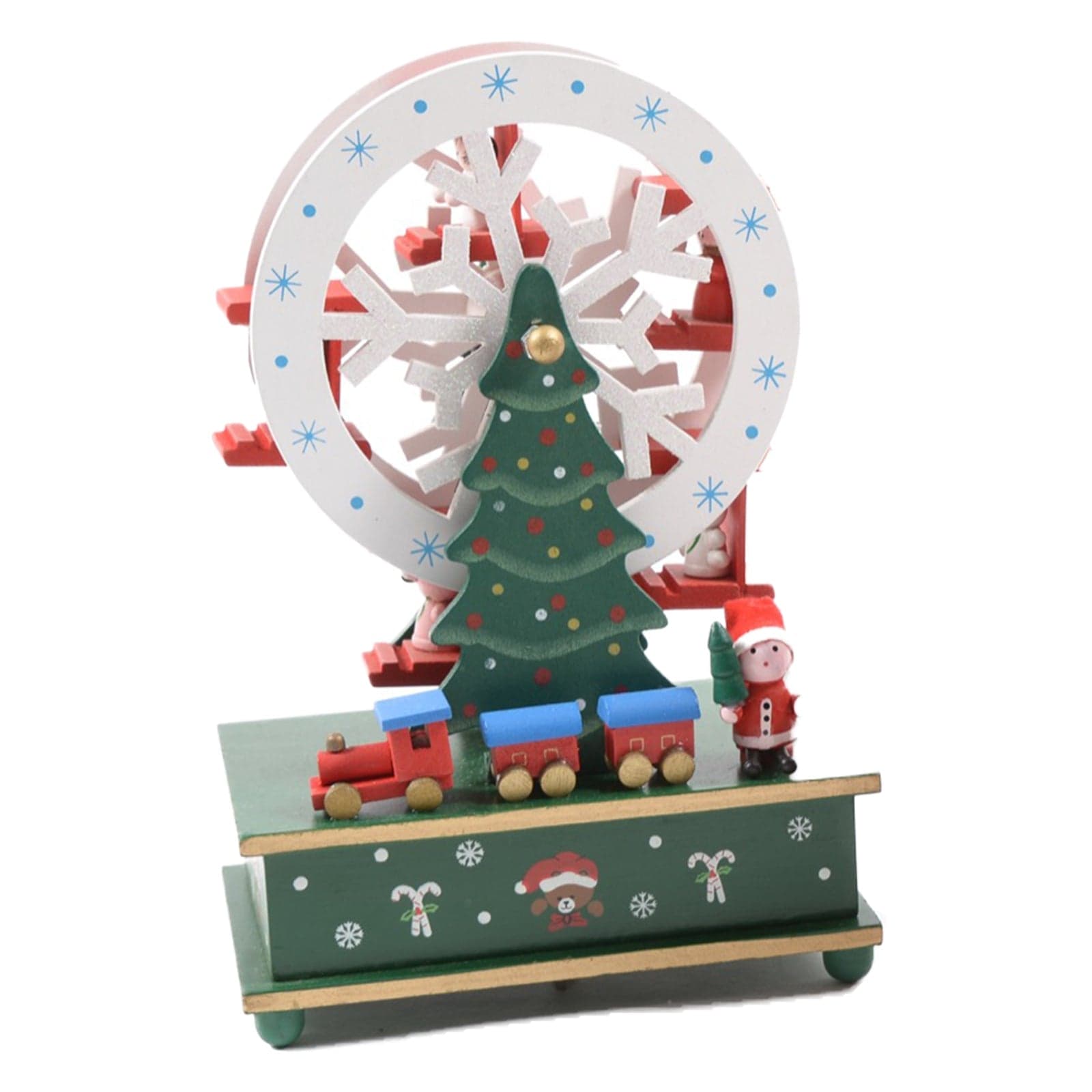 Carillon in legno con albero di Natale e ruota panoramica decorazione natalizia h 32 cm - 1