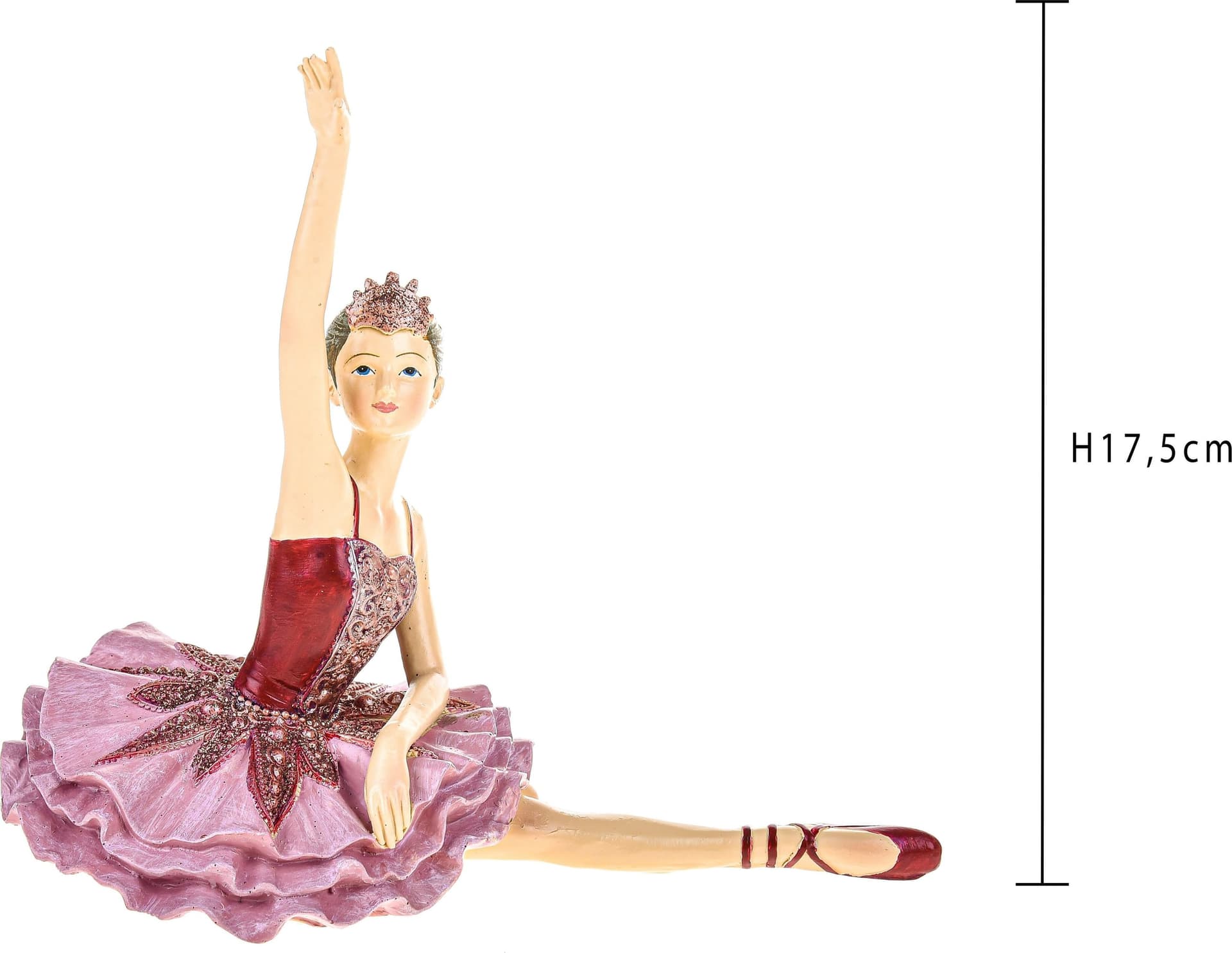 Statuetta "Clara" Ballerina dello schiaccianoci seduta Rosa in poli-resina Storia Dino Bianchi - 3