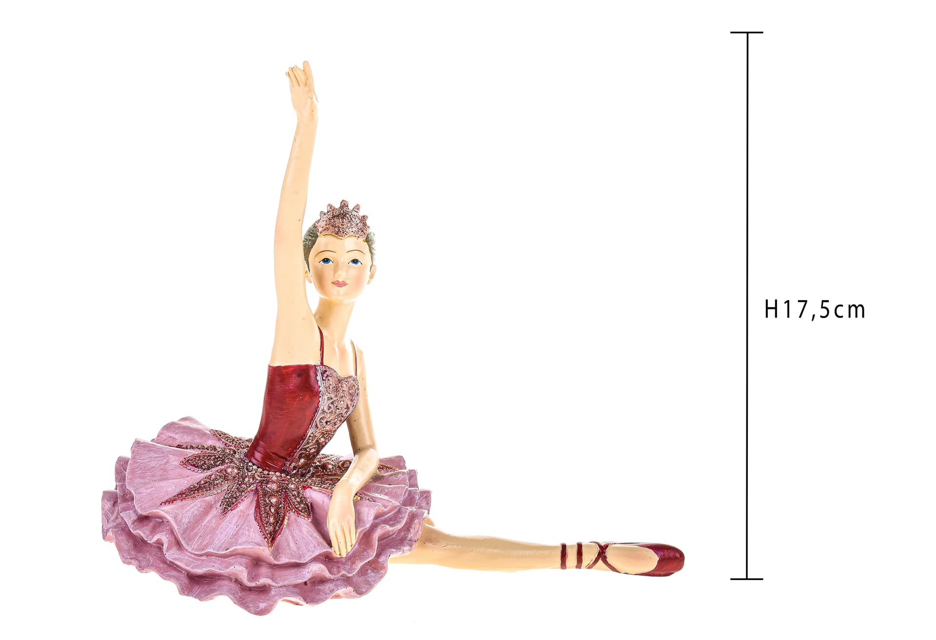 Statuetta "Clara" Ballerina dello schiaccianoci seduta Rosa in poli-resina Storia Dino Bianchi - 3