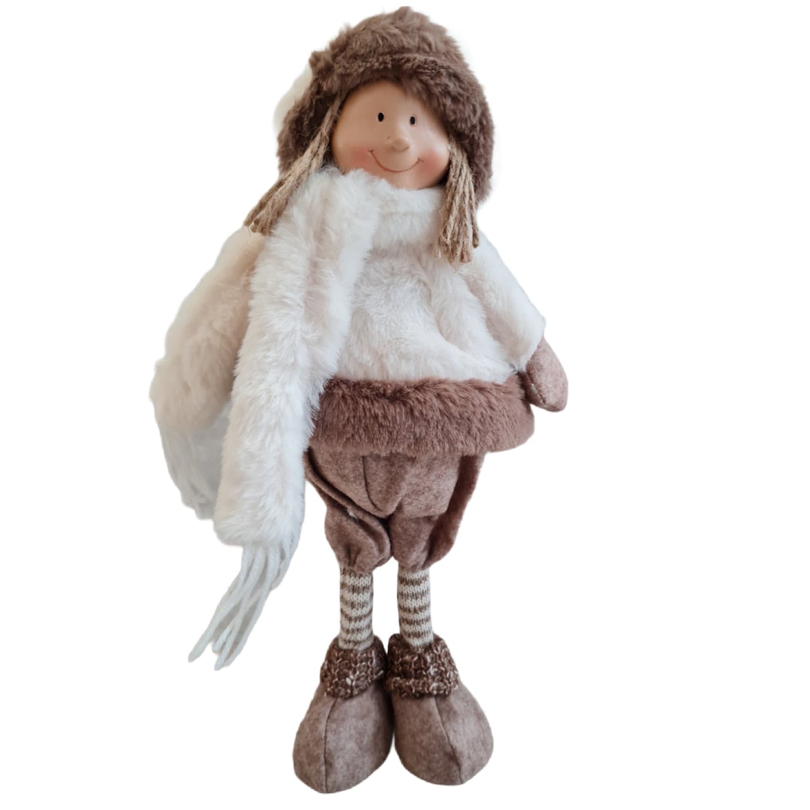 Bimba con cappello e giubbino in eco pelliccia decorazione natalizia. - 3
