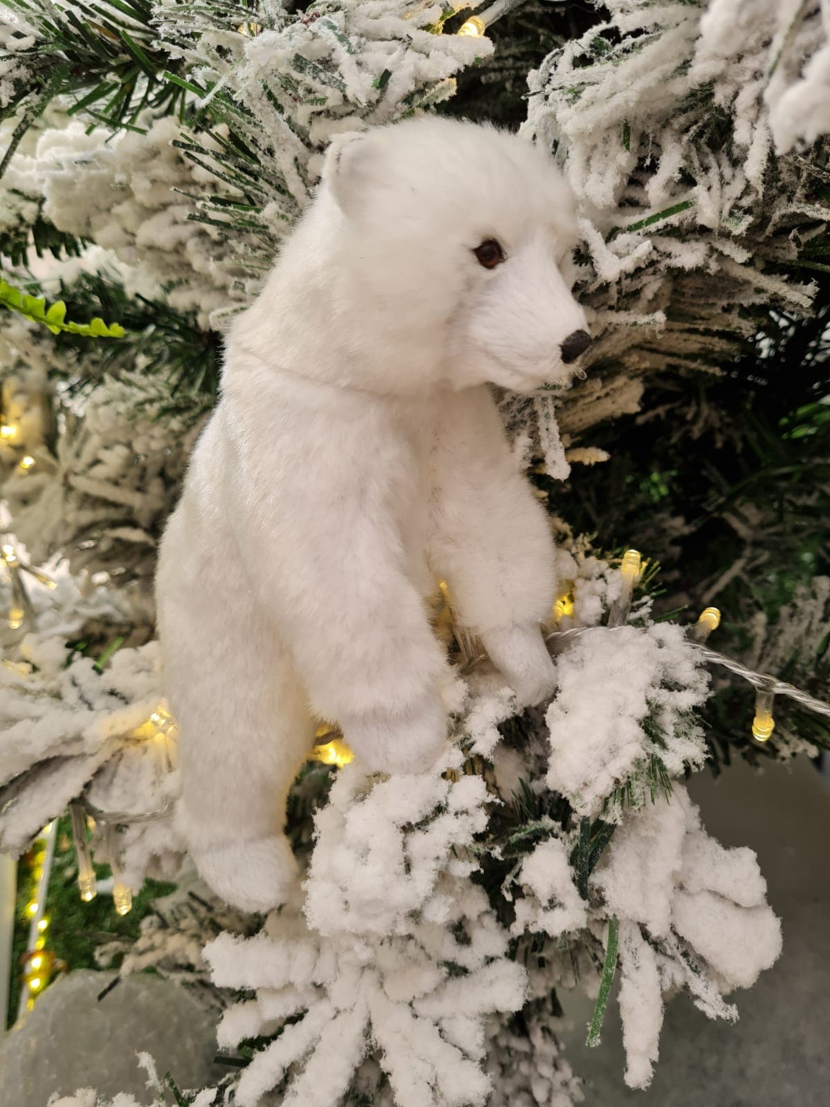 Pupazzo Orso polare peloso h 20 cm, pallina per albero di natale addobbi natalizi Bianco - 2