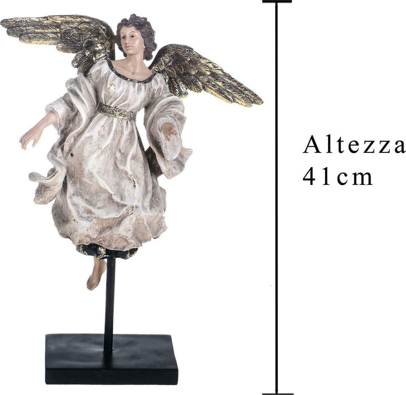 Angelo su piedistallo h 41 cm decorazione natalizia sopramobile - 2