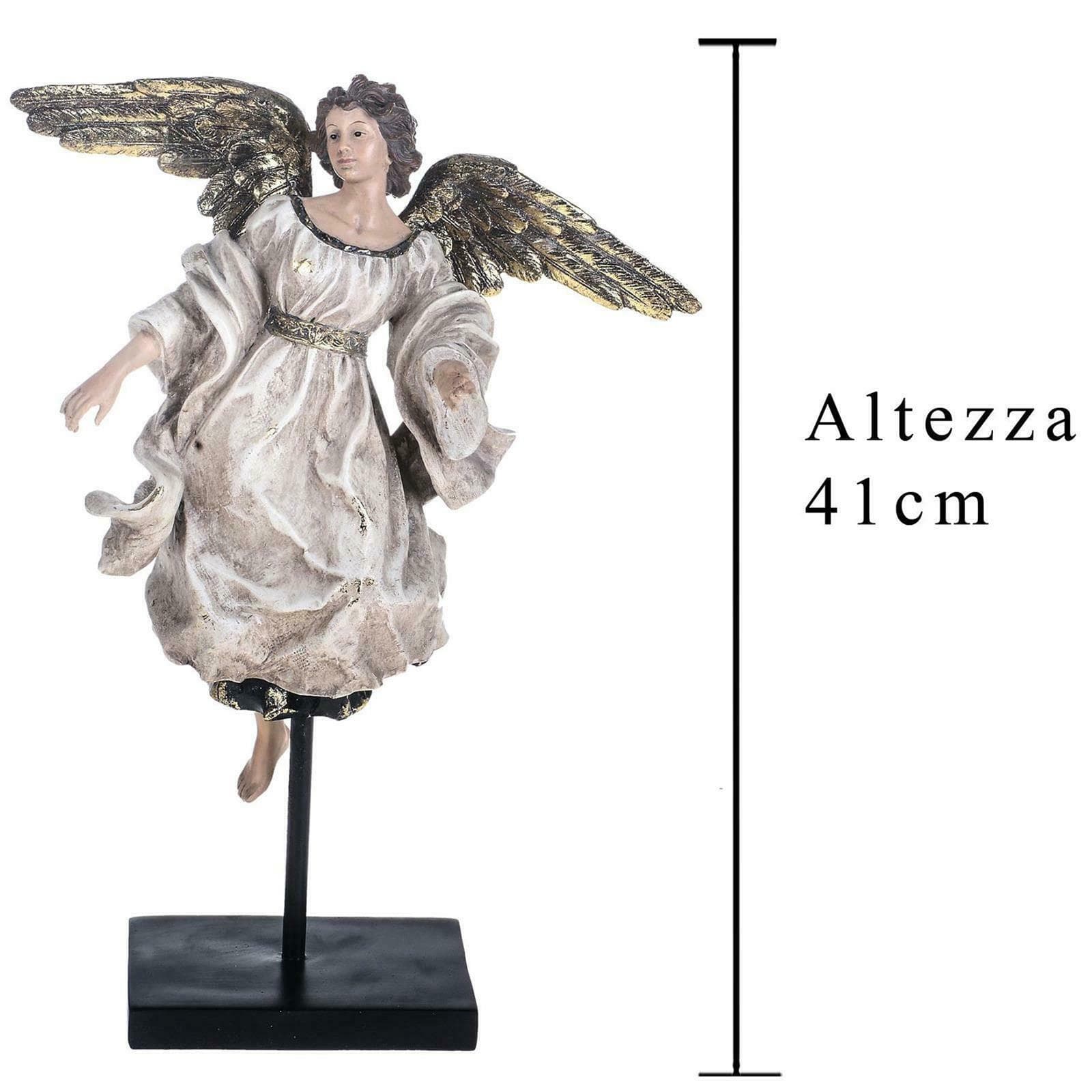 Angelo su piedistallo h 41 cm decorazione natalizia sopramobile - 2