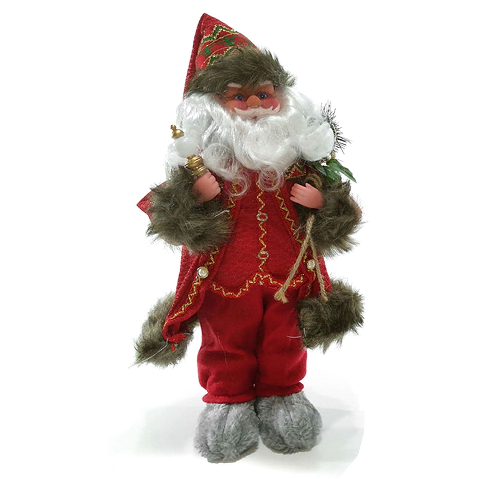 Babbo natale pupazzo tessuto statuetta h 40 cm decorazione natalizia in movimento - 2