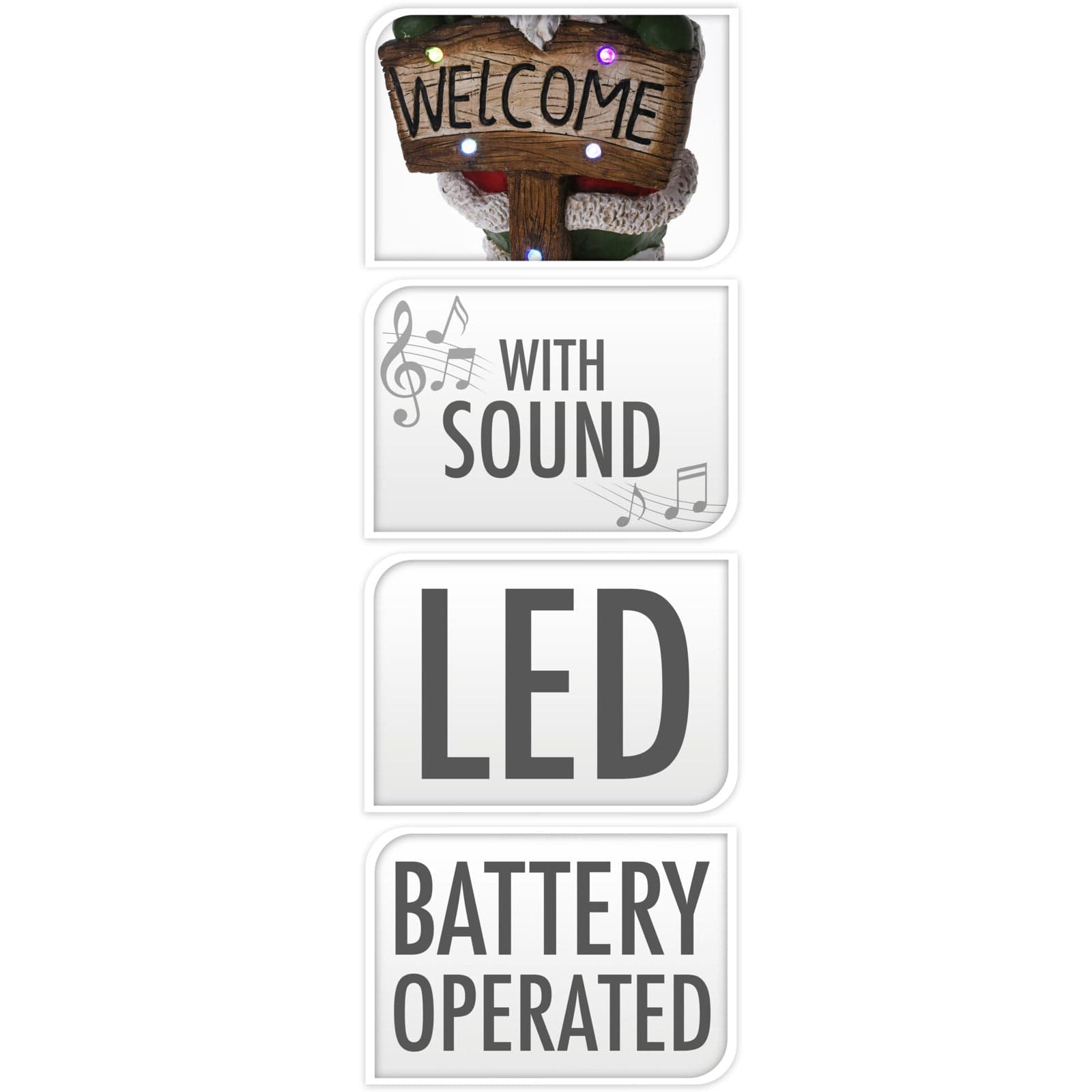 Babbo natale in poli-resina h 73 cm decorazione natalizia con led e musica - 3