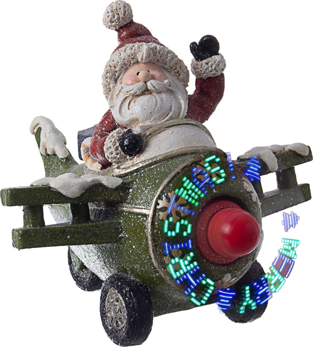 Statuetta Babbo Natale con aeroplano pupazzo decorazione natalizia per interno esterno - 2