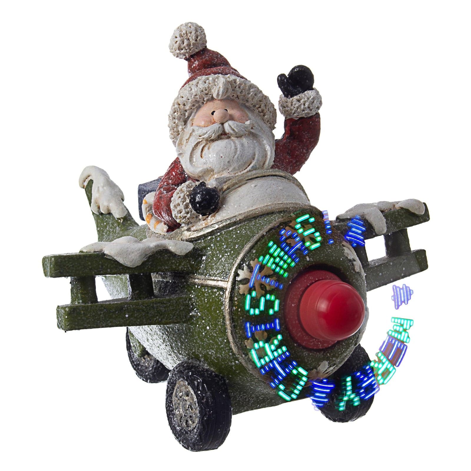 Statuetta Babbo Natale con aeroplano pupazzo decorazione natalizia per interno esterno - 2