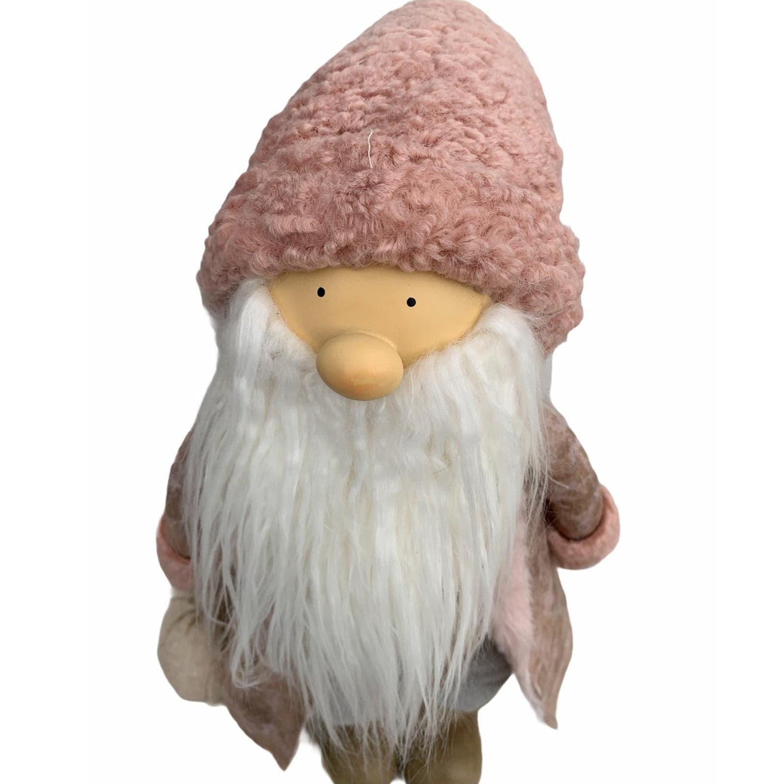 Babbo natale h 40 cm decorazione natalizia pupazzo con cappotto rosa - 3