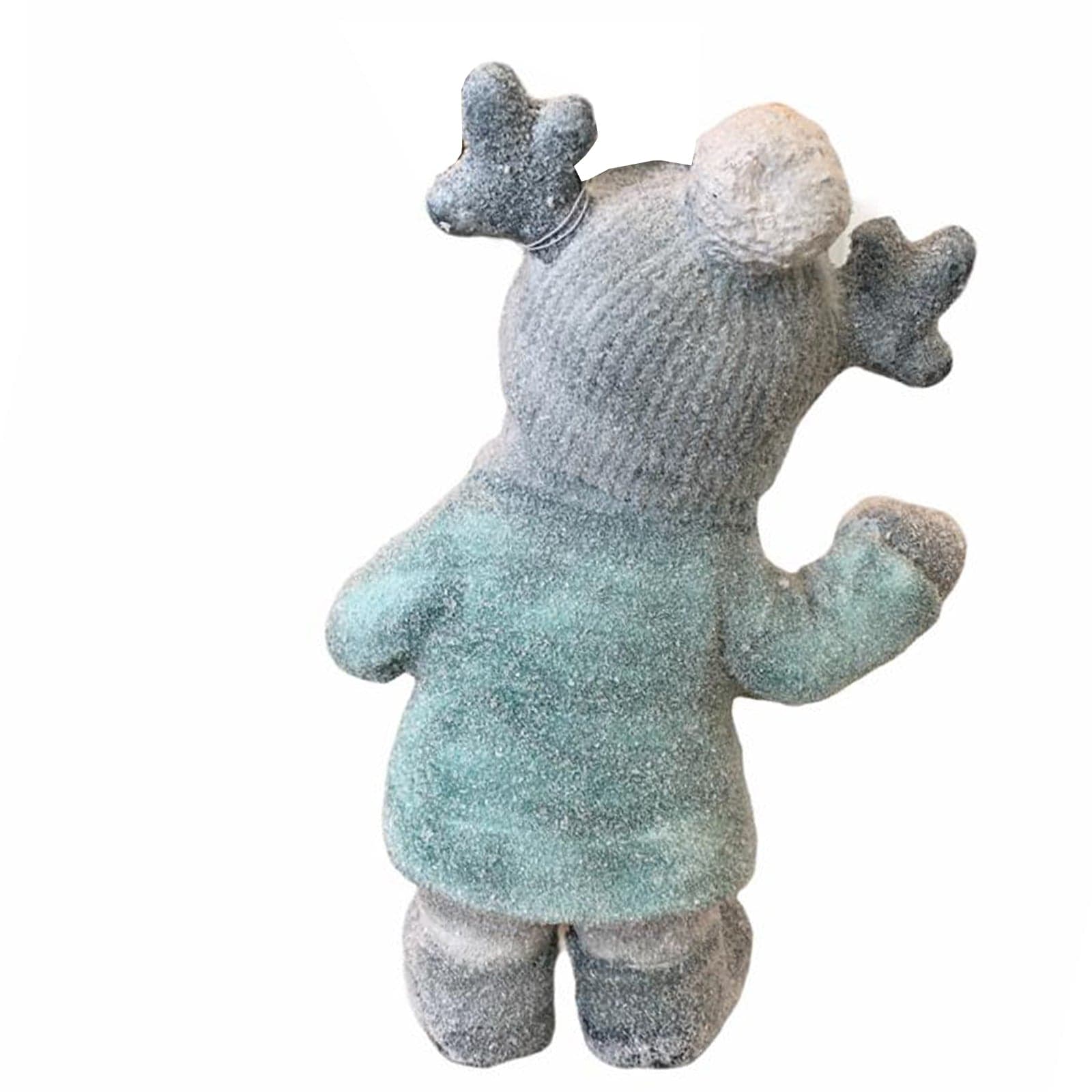Bimbo con cappello in lana che lancia la palla di neve h 37 cm decorazione natalizia in poliresina - 3