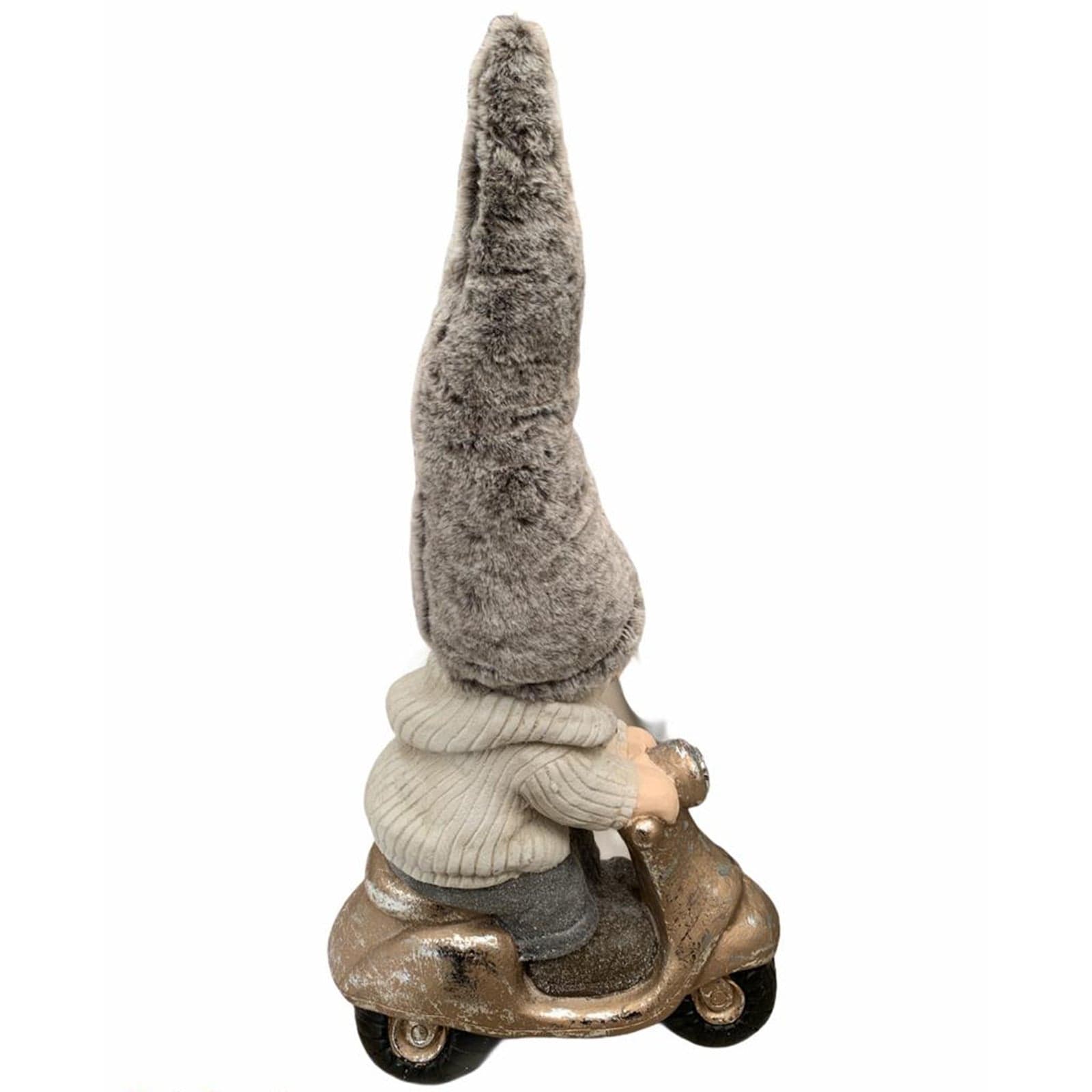 Bimba con cappello in pelliccia su moto h 70 cm decorazione natalizia in poliresina - 2