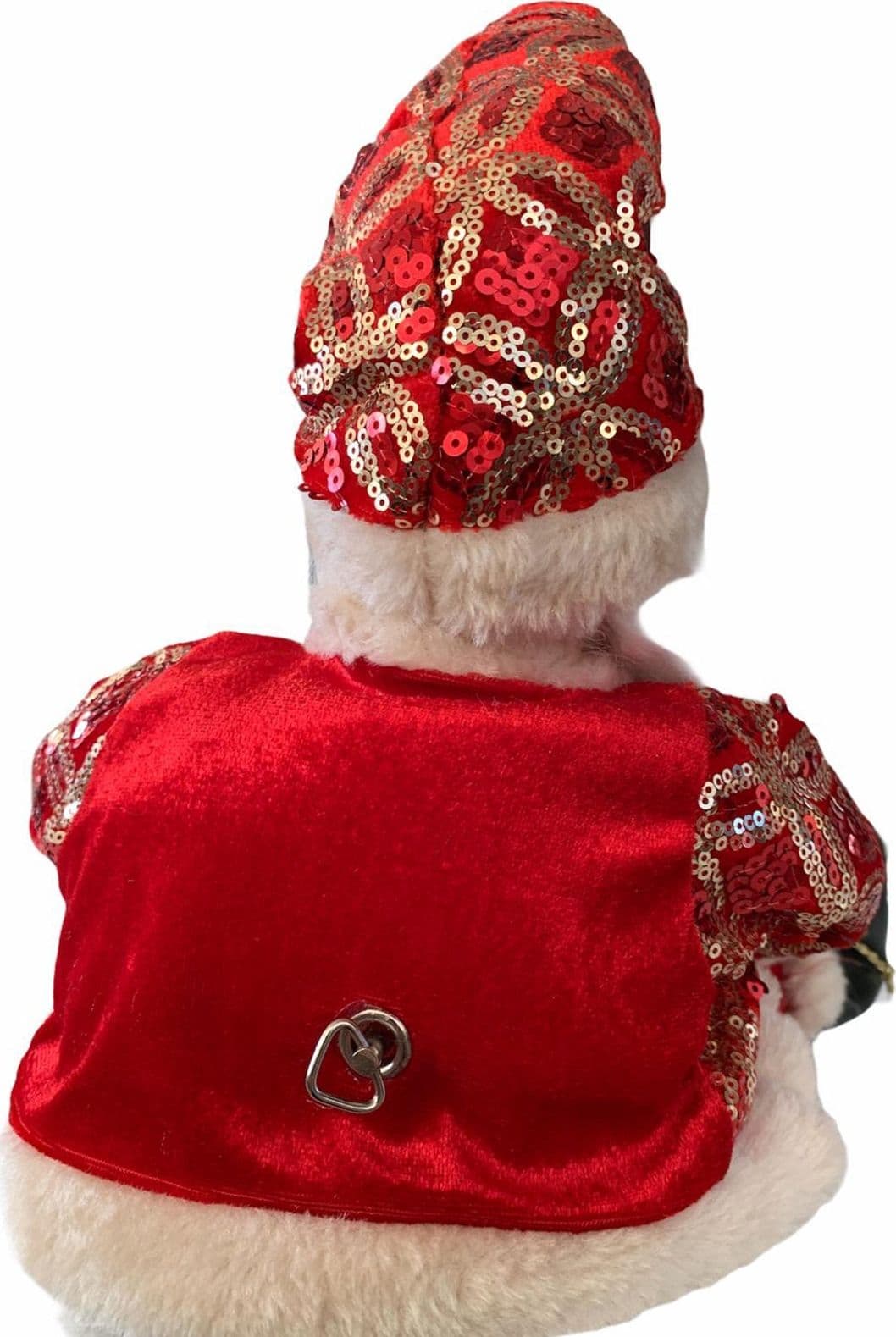 Pupazzo "Babbo Natale seduto" carillon in movimento con paillettes Rosse h 50 cm - 2
