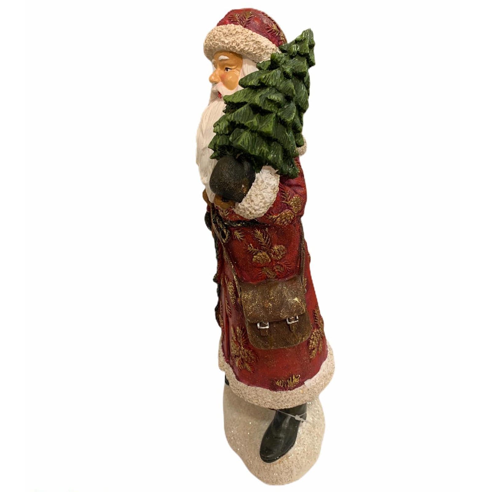 Babbo natale in poli-resina h 38 cm decorazione natalizia rosso statuina - 7