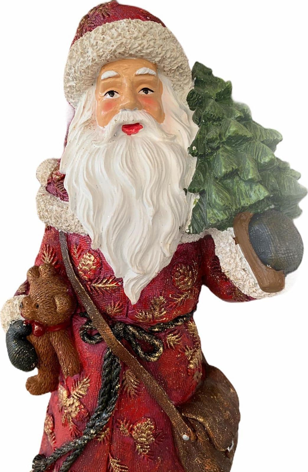 Babbo natale in poli-resina h 38 cm decorazione natalizia rosso statuina - 8