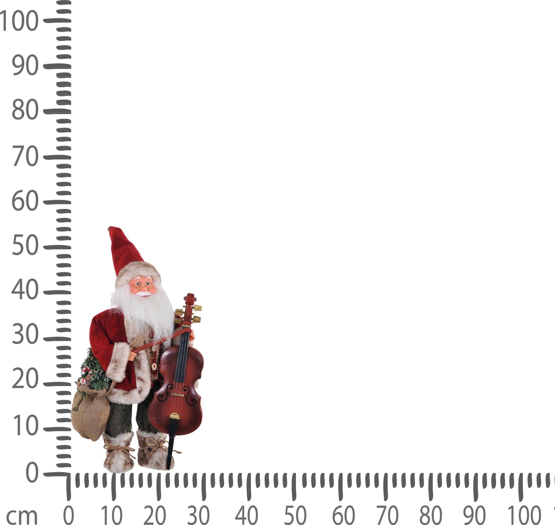 Babbo natale decorazione natalizia pupazzo h 54 cm con contrabbasso e vestiti rossi statuetta - 3