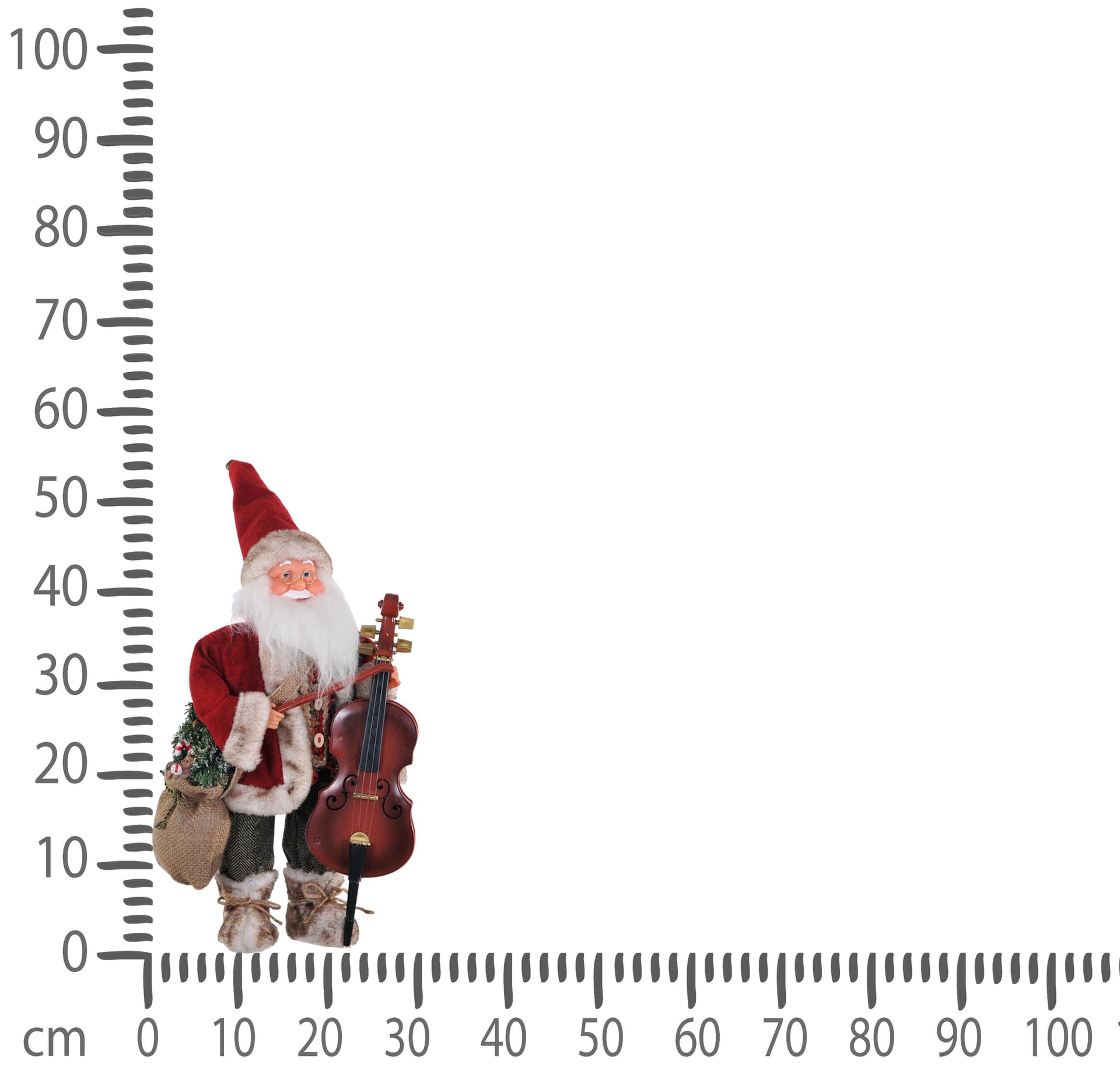 Babbo natale decorazione natalizia pupazzo h 54 cm con contrabbasso e vestiti rossi statuetta - 3