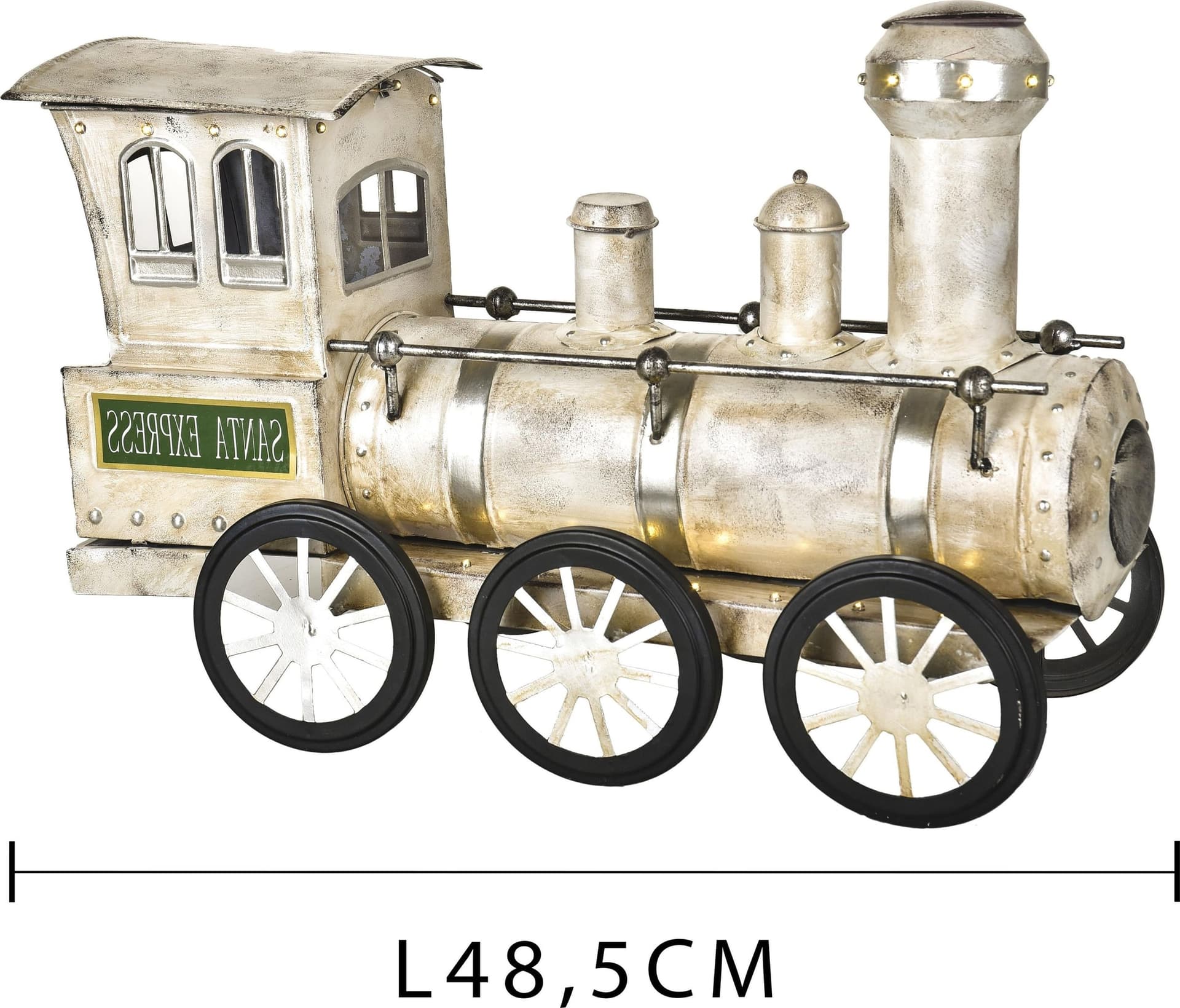 Locomotiva 40 led trenino natalizio in latta Bianco 48 cm decorazione natalizia - 4