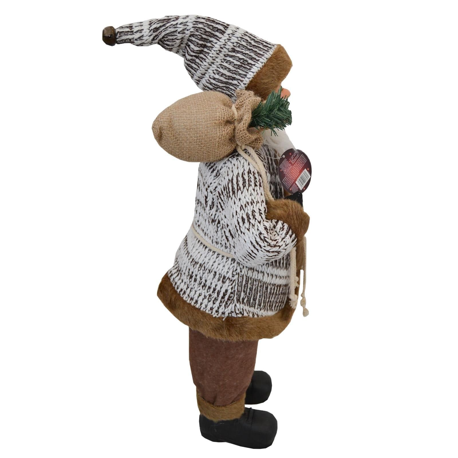 Babbo natale pupazzo con cappotto in lana h 60 cm decorazione natalizia - 2
