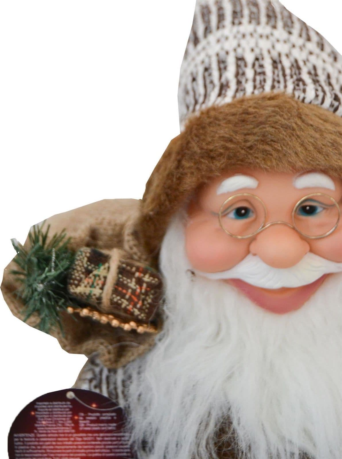 Babbo natale pupazzo con cappotto in lana h 60 cm decorazione natalizia - 3