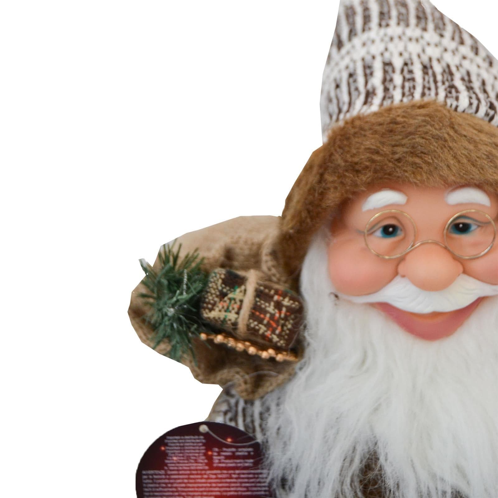Babbo natale pupazzo con cappotto in lana h 60 cm decorazione natalizia - 3