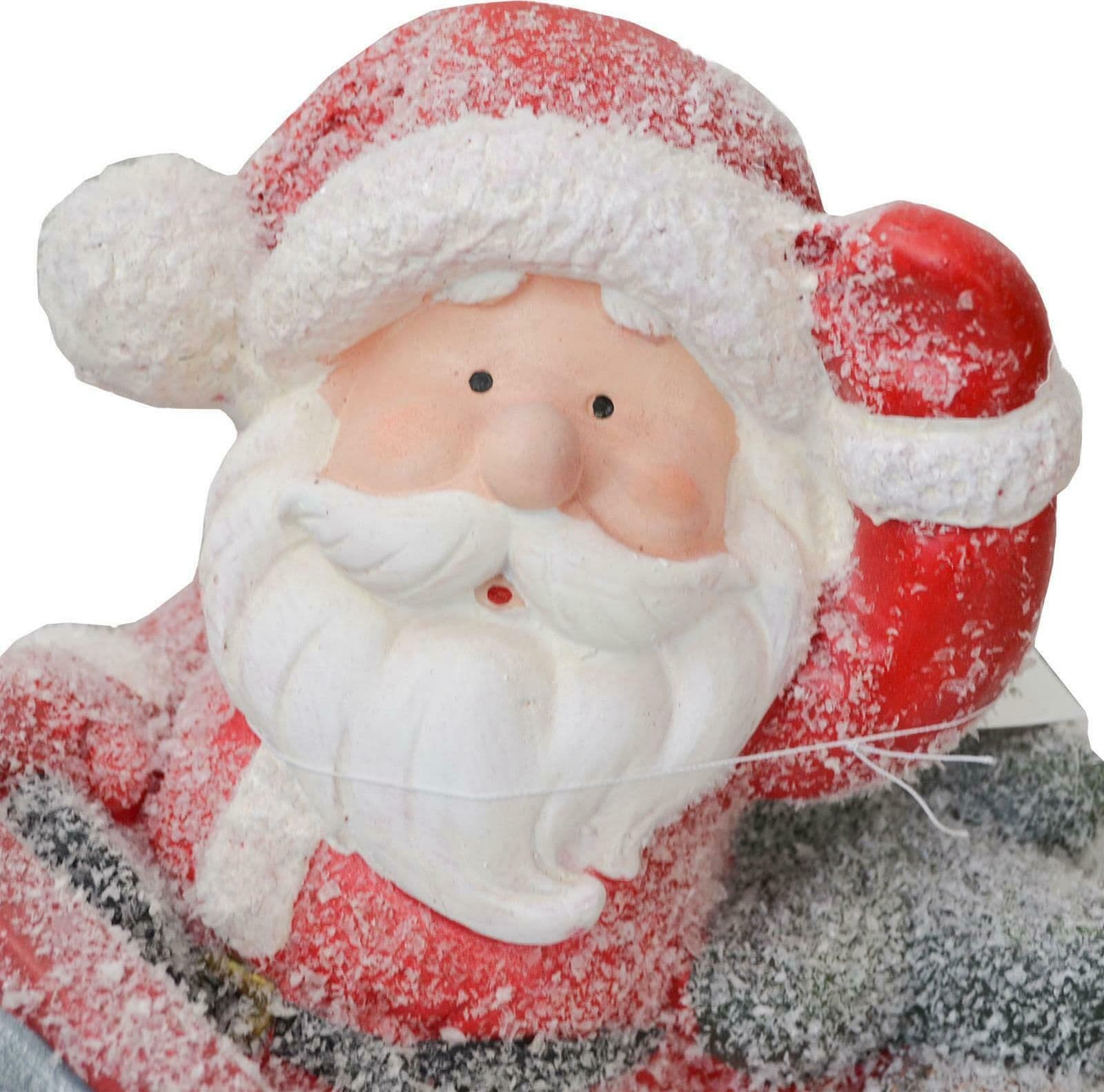 Babbo natale su macchina h 40 cm decorazione natalizia in poliresina rosso statuina - 2