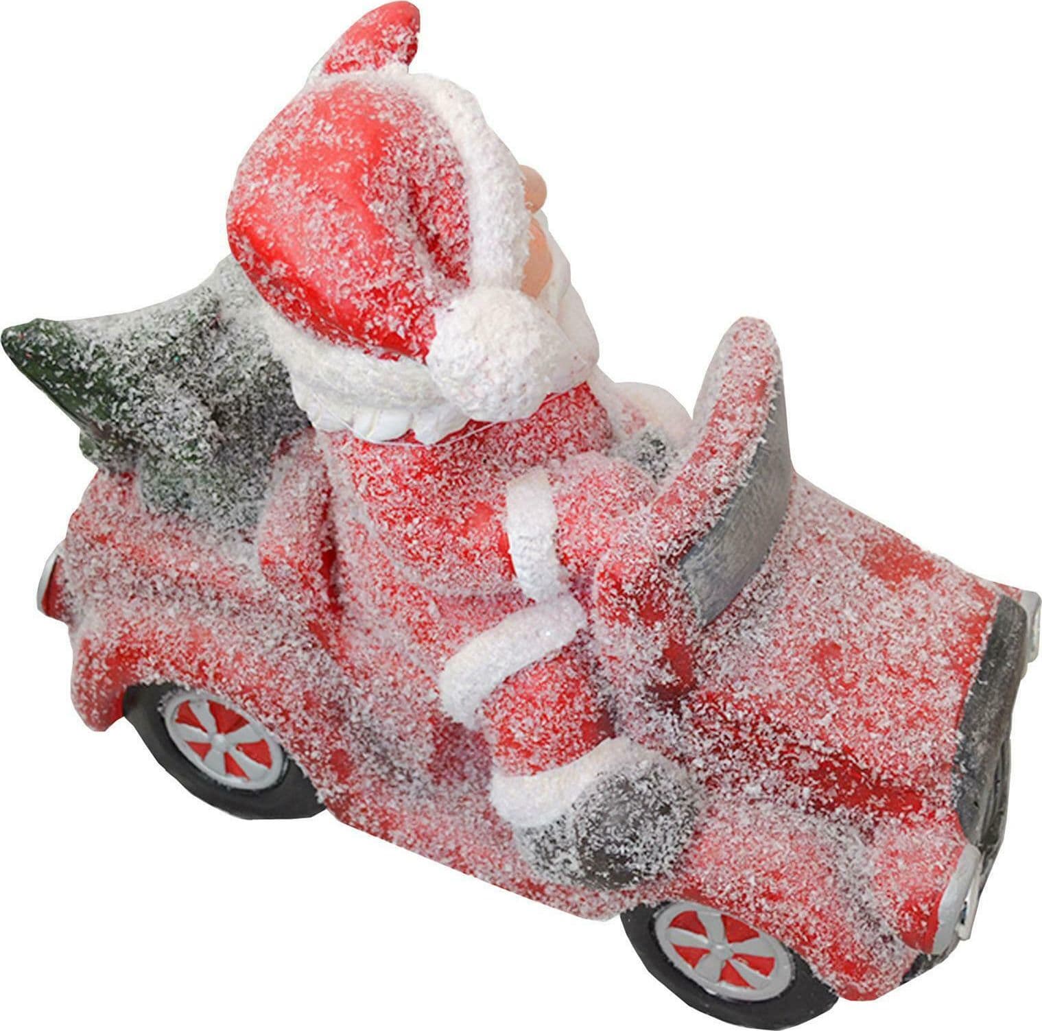 Babbo natale su macchina h 40 cm decorazione natalizia in poliresina rosso statuina - 4