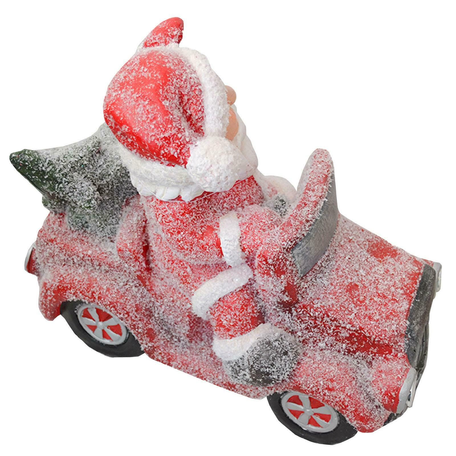 Babbo natale su macchina h 40 cm decorazione natalizia in poliresina rosso statuina - 4