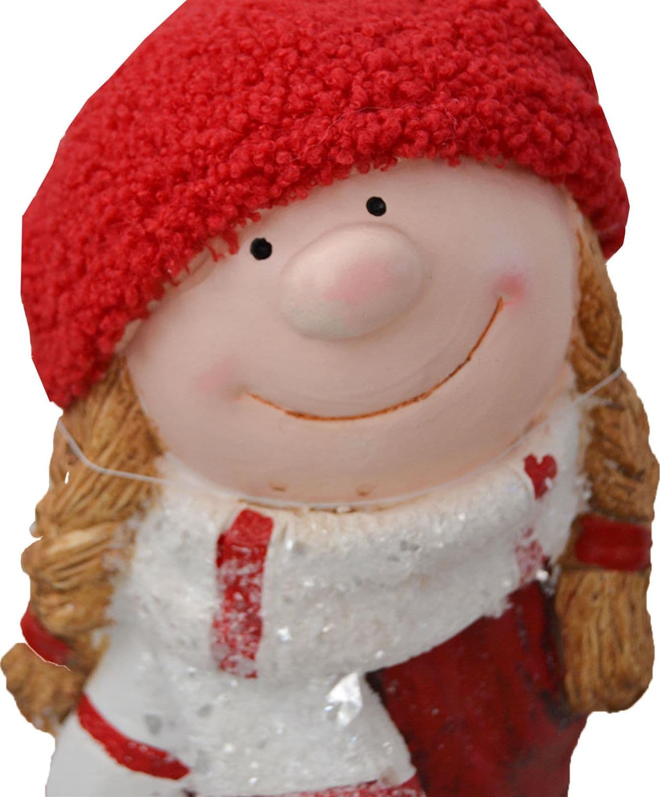 Bimba su slittino h 40 cm decorazione natalizia in poliresina rosso statuina - 4