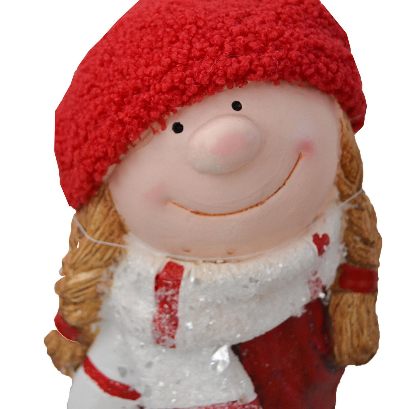 Bimba su slittino h 40 cm decorazione natalizia in poliresina rosso statuina - 4