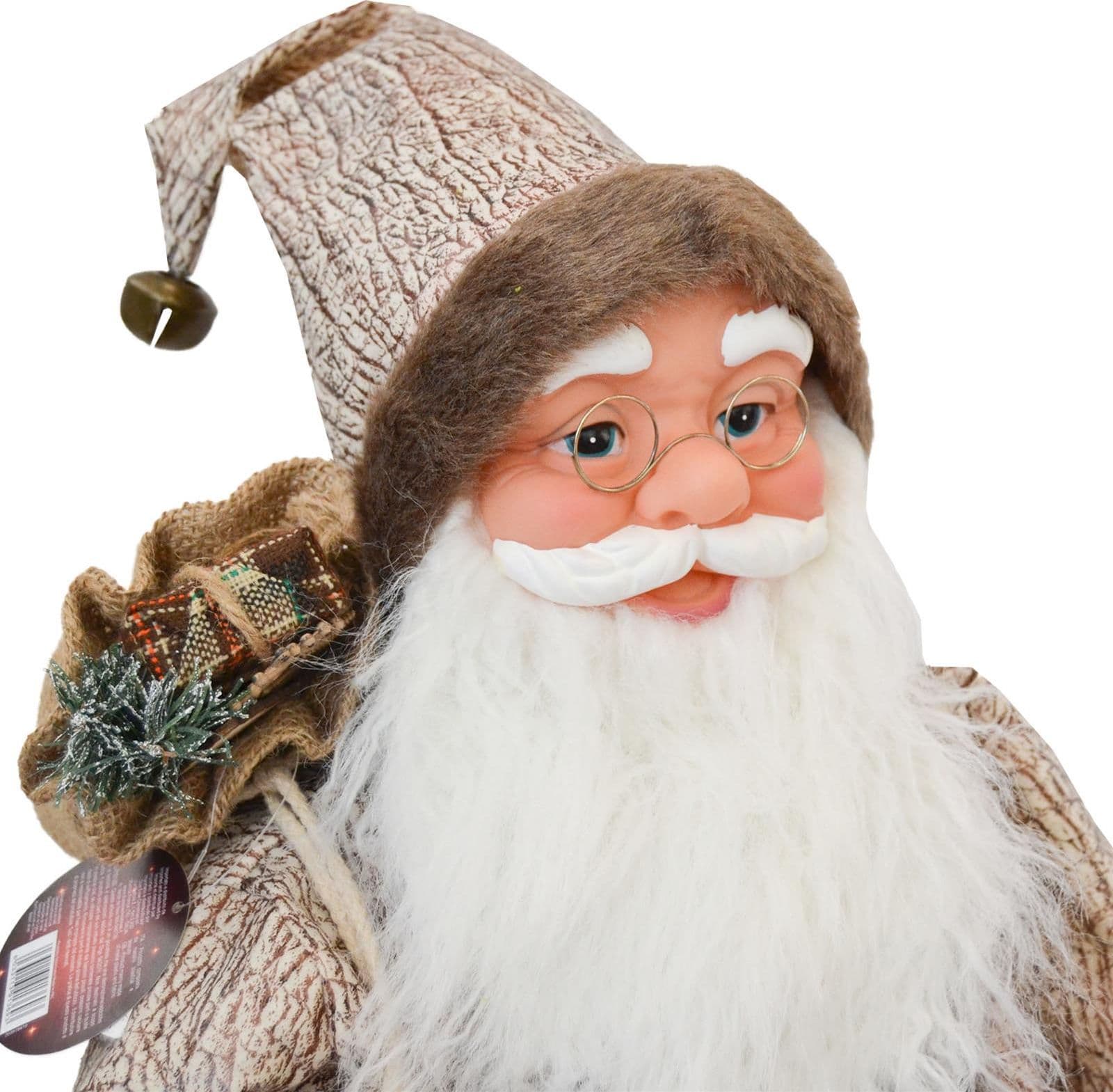Babbo natale pupazzo con cappotto in pelle h 45 cm decorazione natalizia - 3