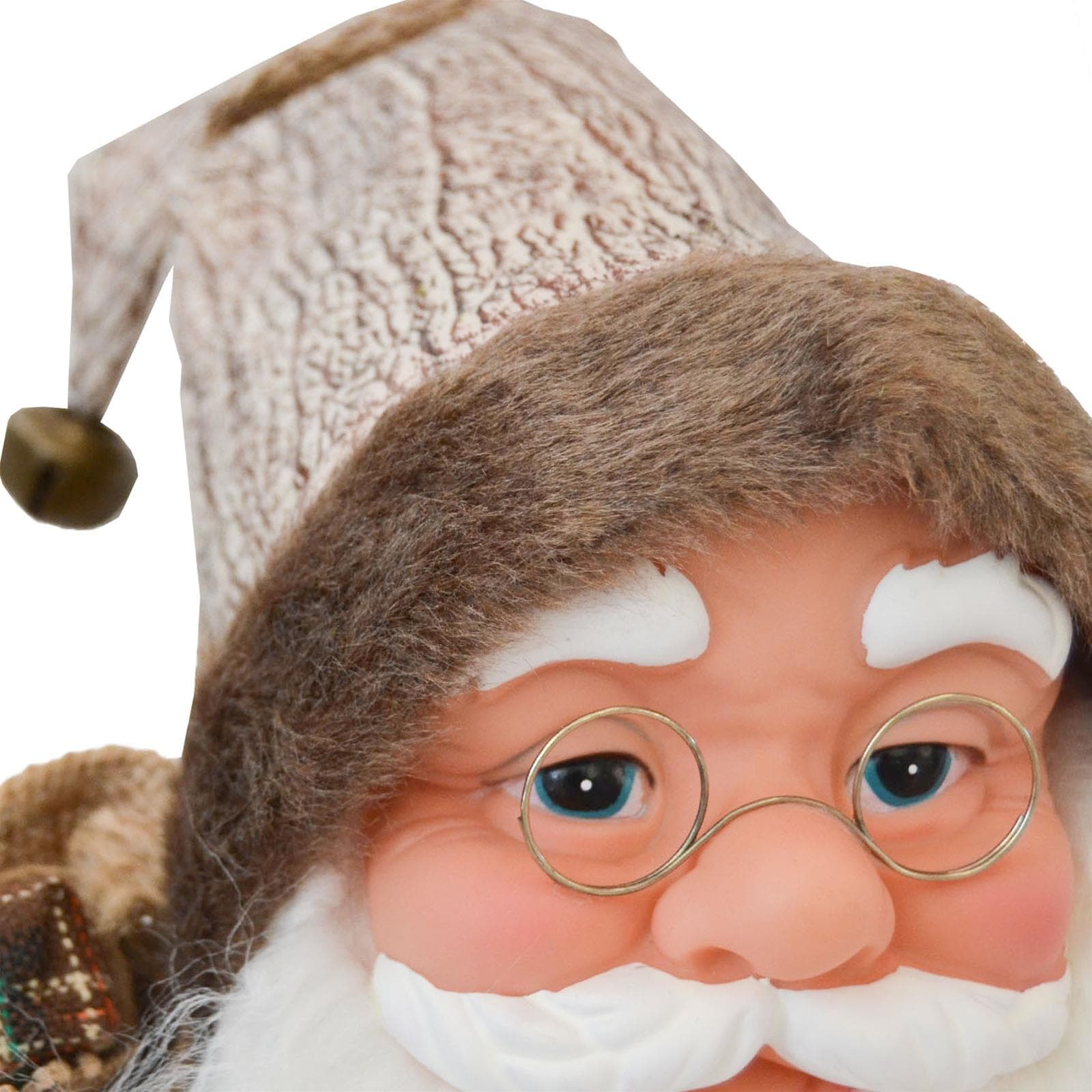 Babbo natale pupazzo con cappotto in pelle h 45 cm decorazione natalizia - 4