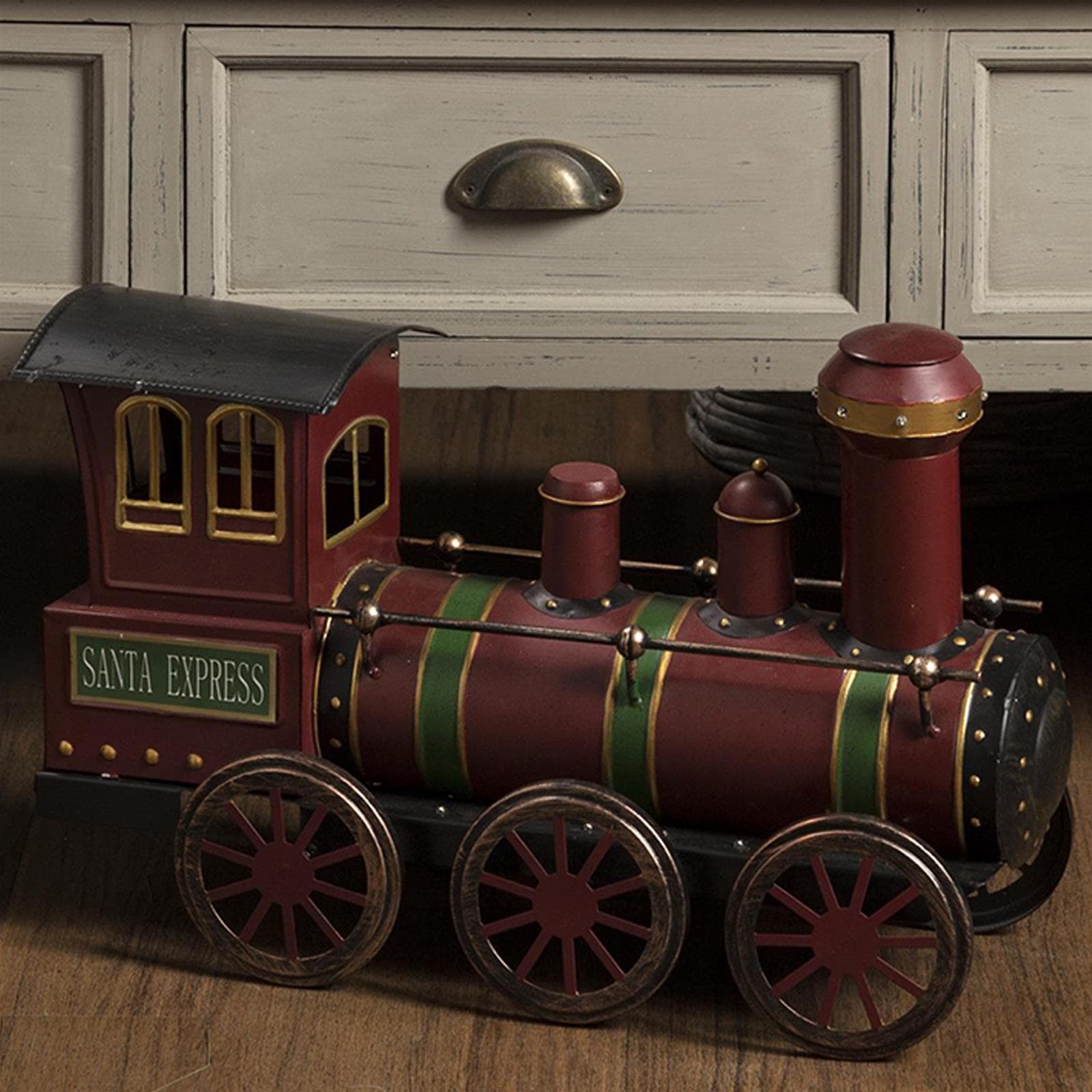 Locomotiva 40 led trenino natalizio in latta Rosso 48 cm decorazione natalizia - 2