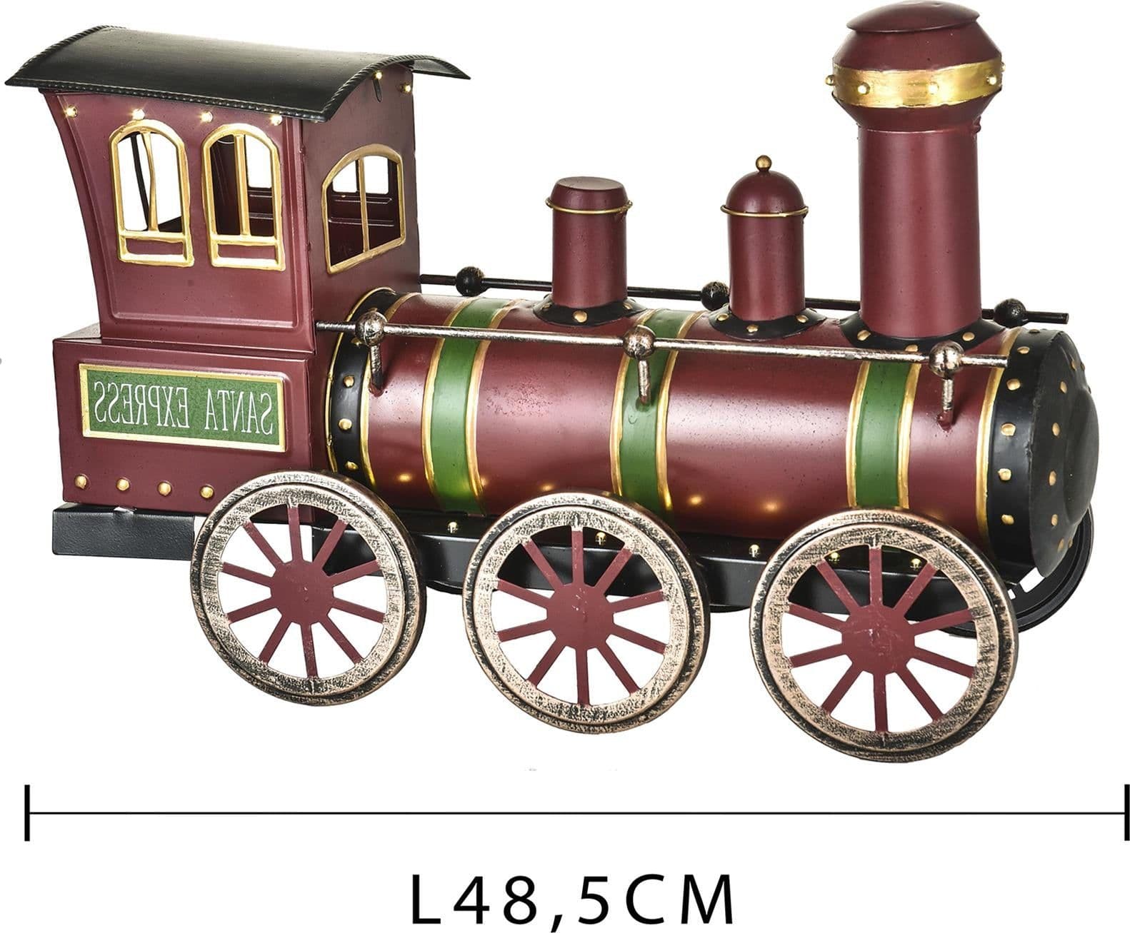 Locomotiva 40 led trenino natalizio in latta Rosso 48 cm decorazione natalizia - 4