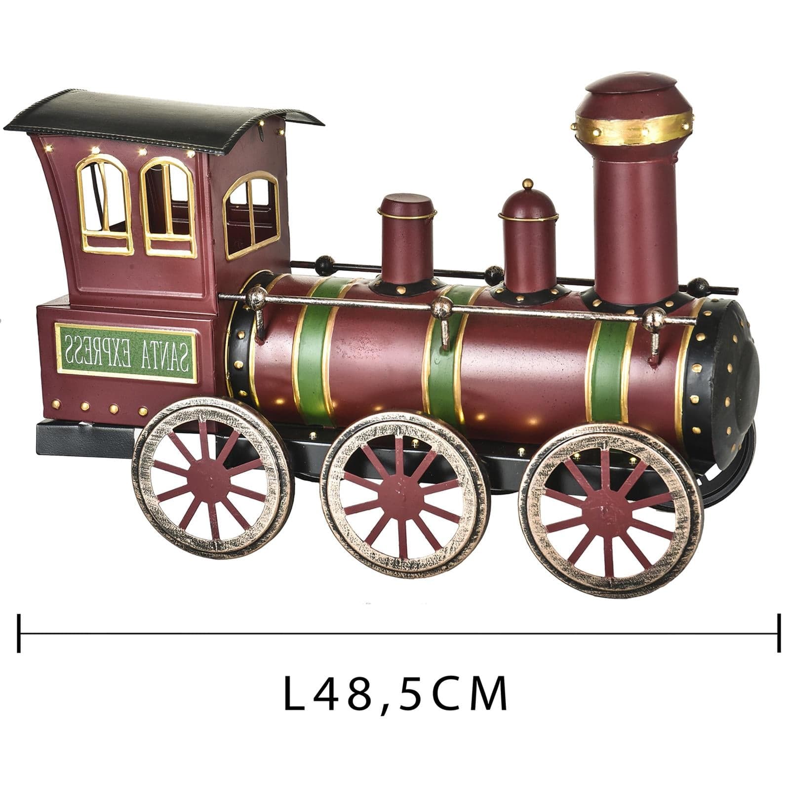 Locomotiva 40 led trenino natalizio in latta Rosso 48 cm decorazione natalizia - 4